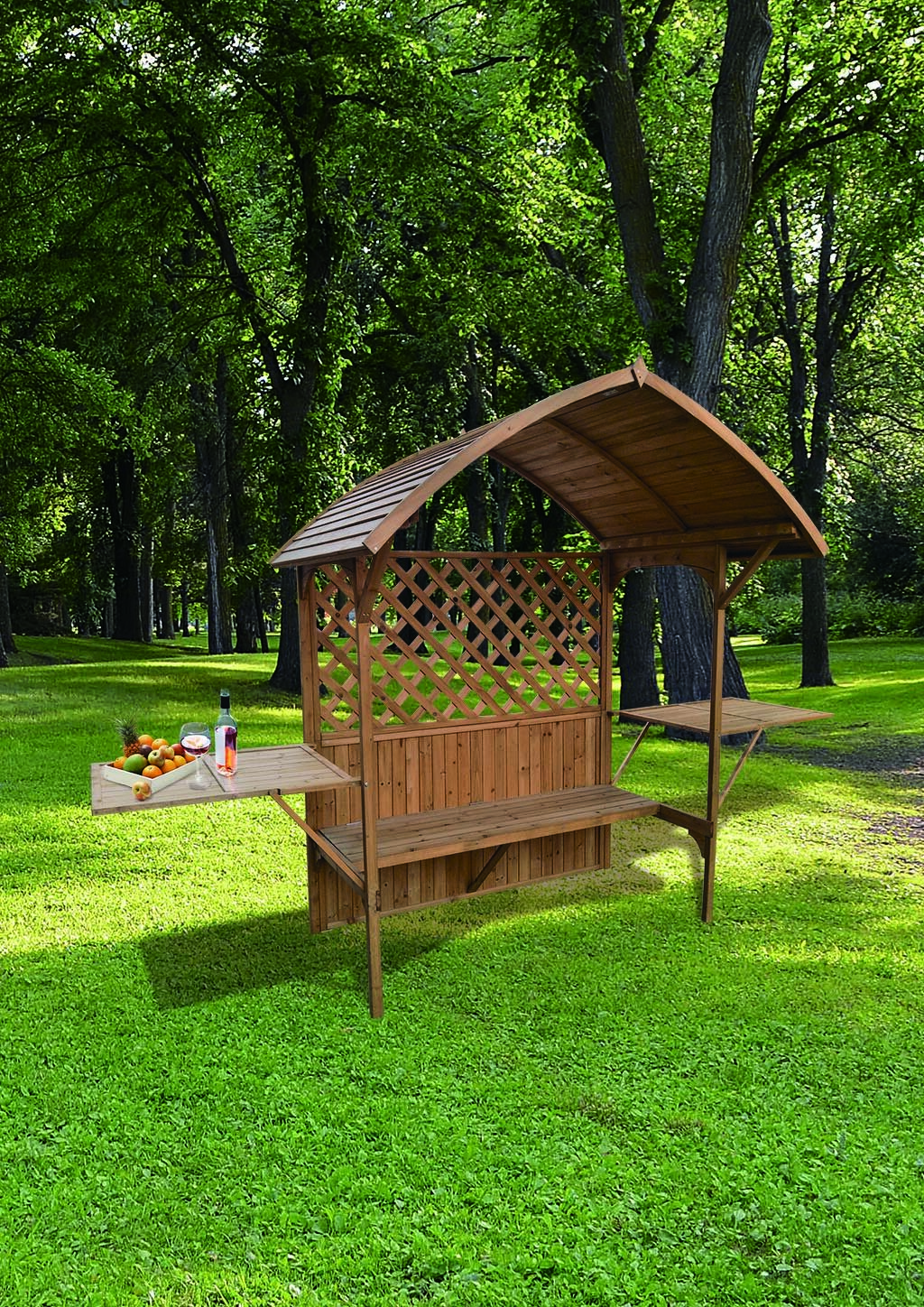 Wooden Arbour Bench&BBQ Shelter