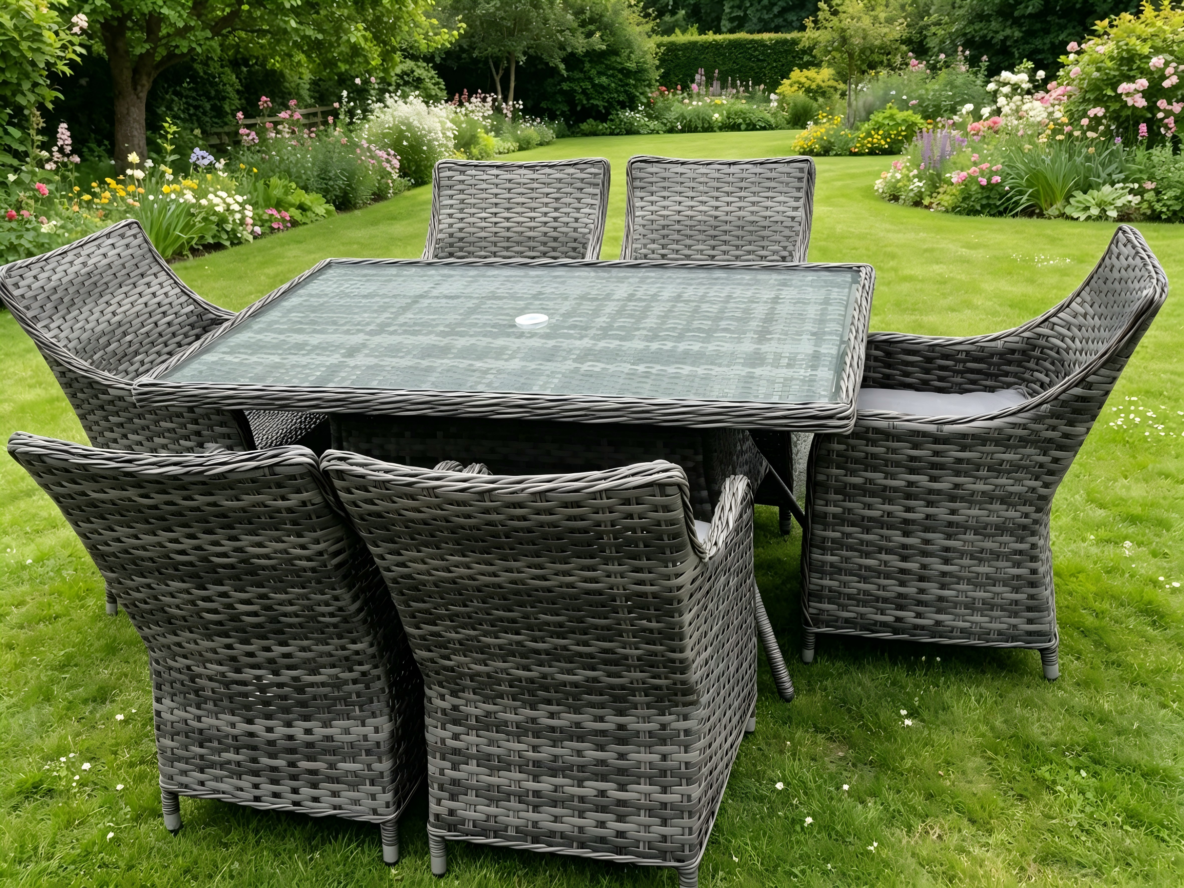 Alu 6 Seat Rattan Dining set