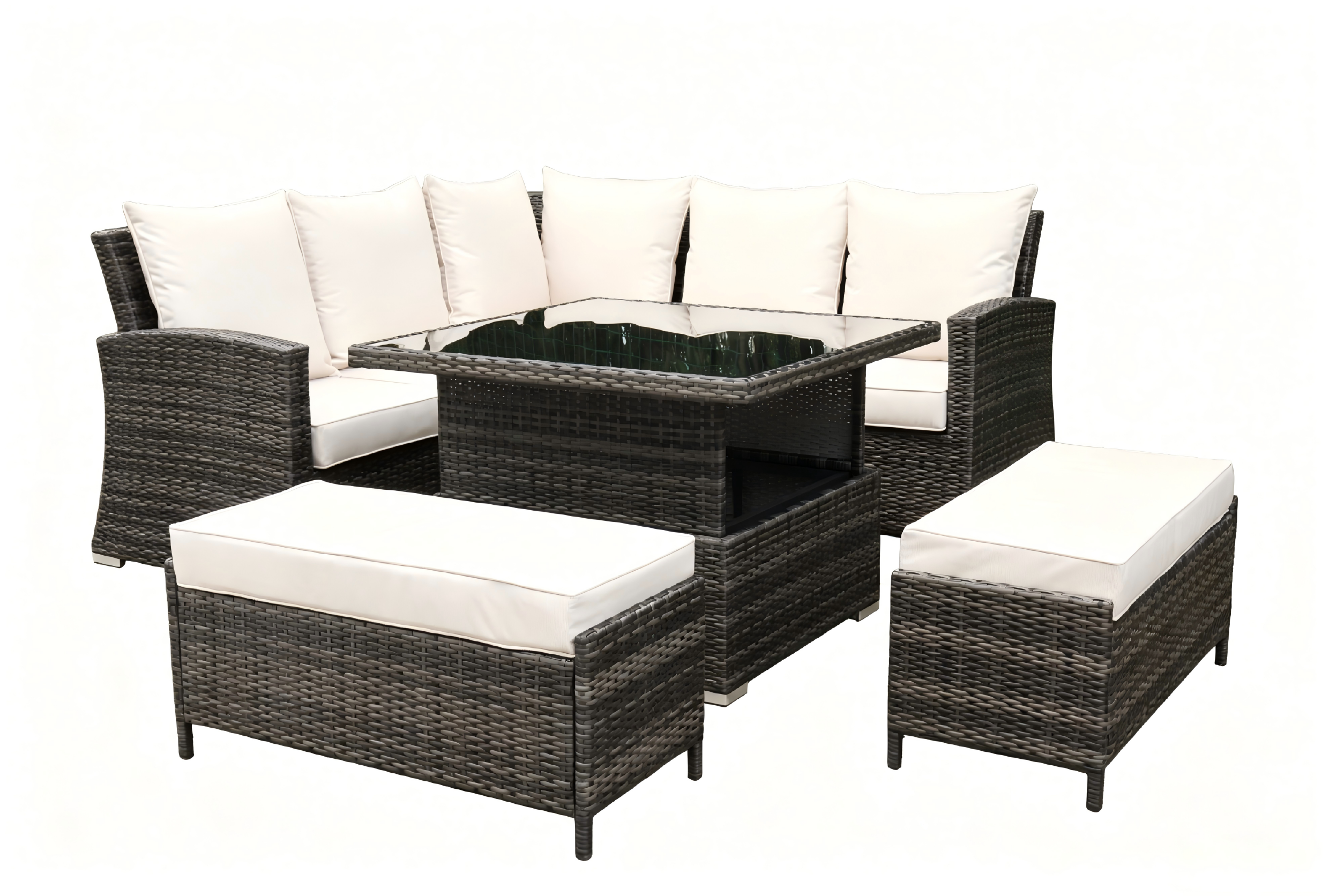 6pc KD Corner Sofa set with adjustable table view 2