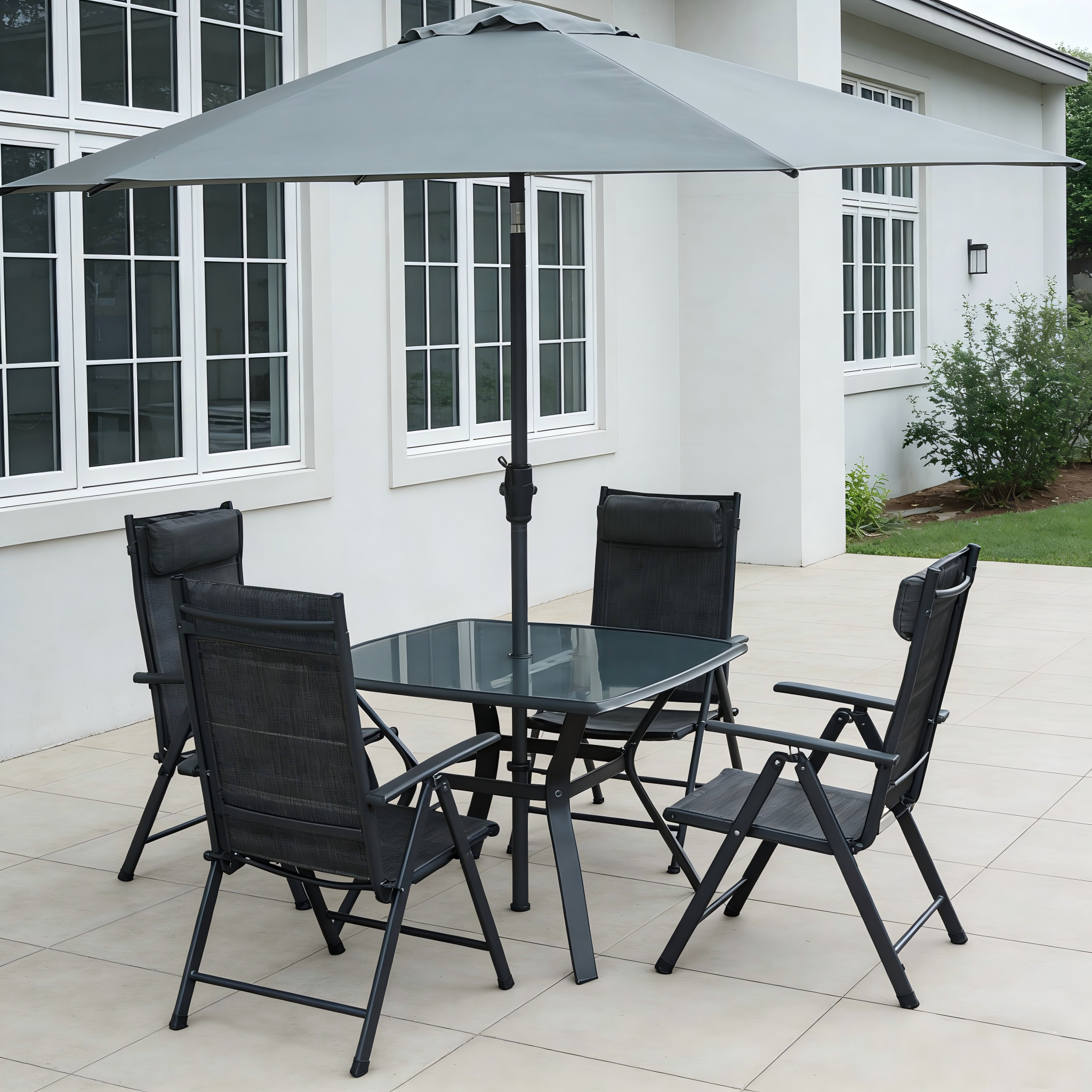 Alu 6pce 7-Position Square Dining set