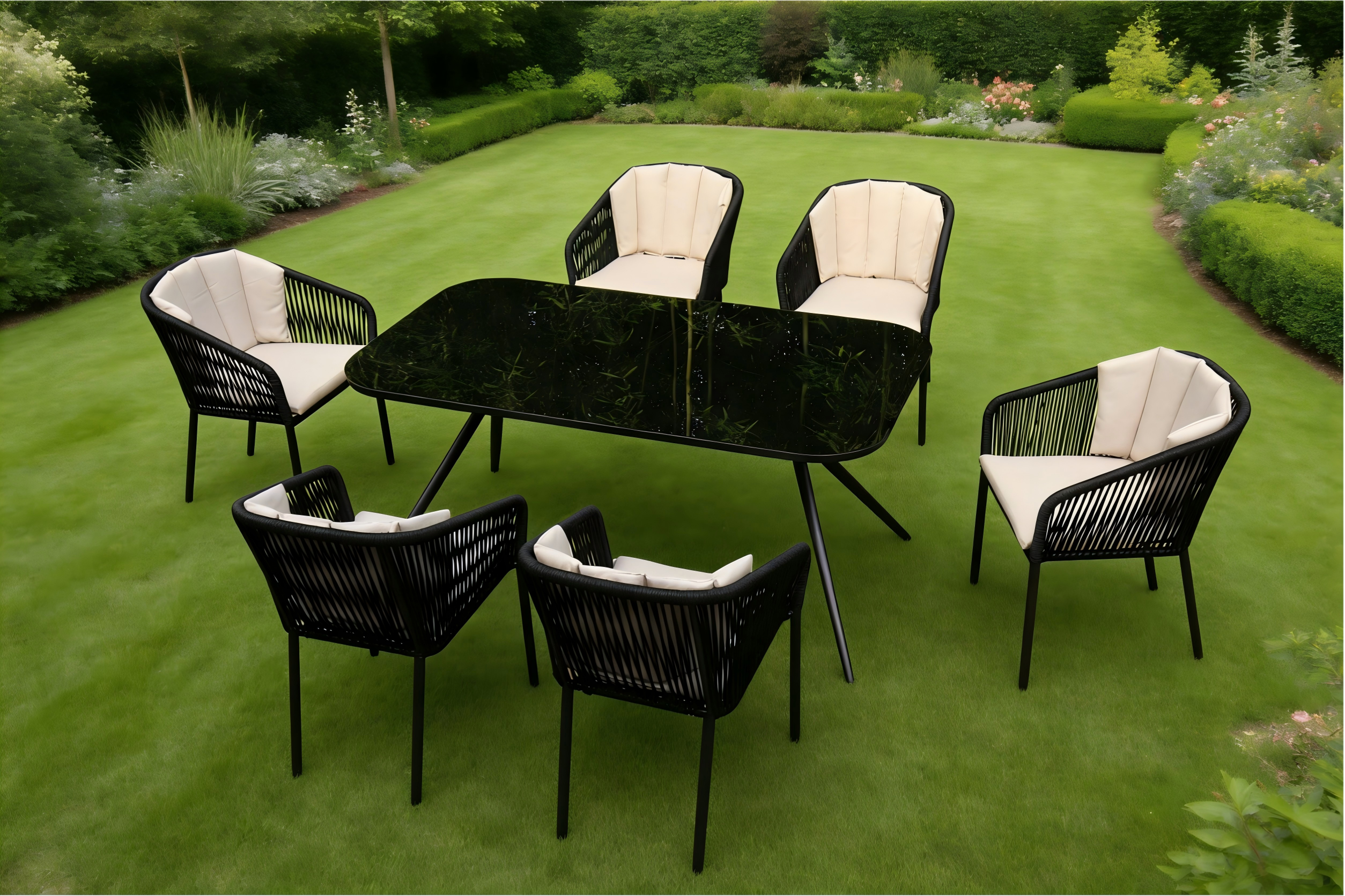 Textoline Rope 6 Seat Rect Dining set