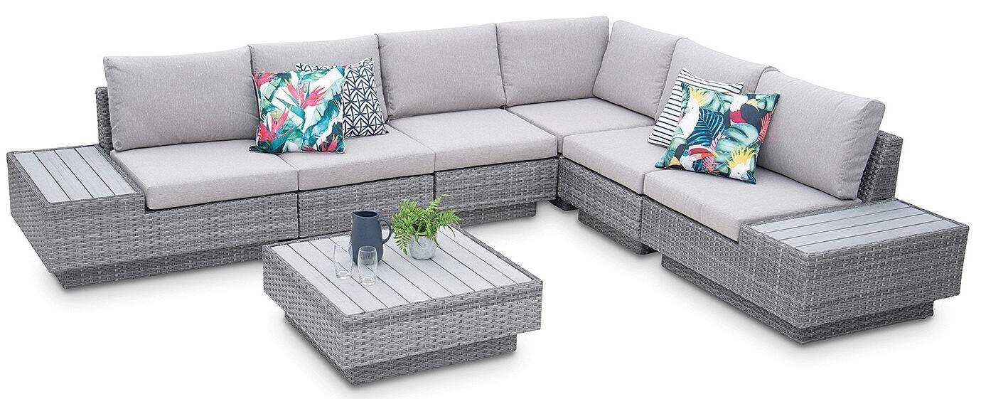 7pce Polywood Rattan Corner Sofa Set view 2