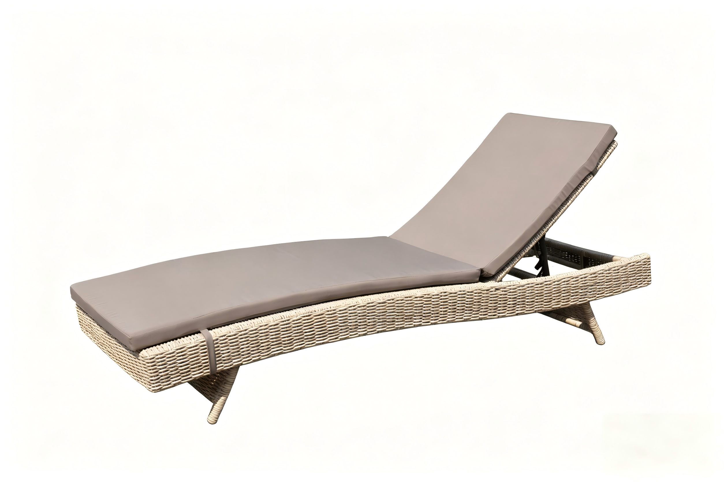 Folding lounger with half round rattan view 2