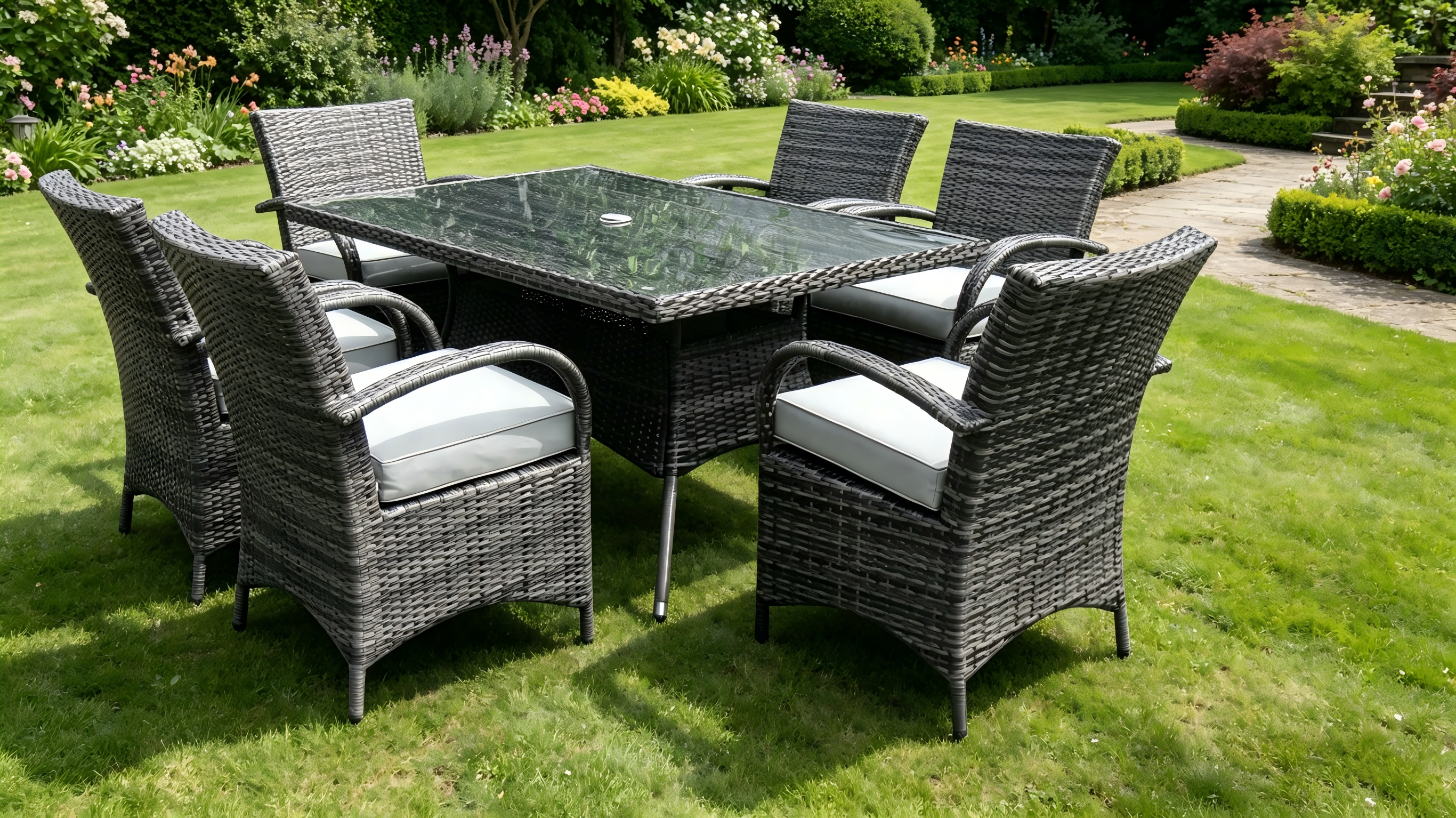 Alu 6 Seat Rattan Dining set