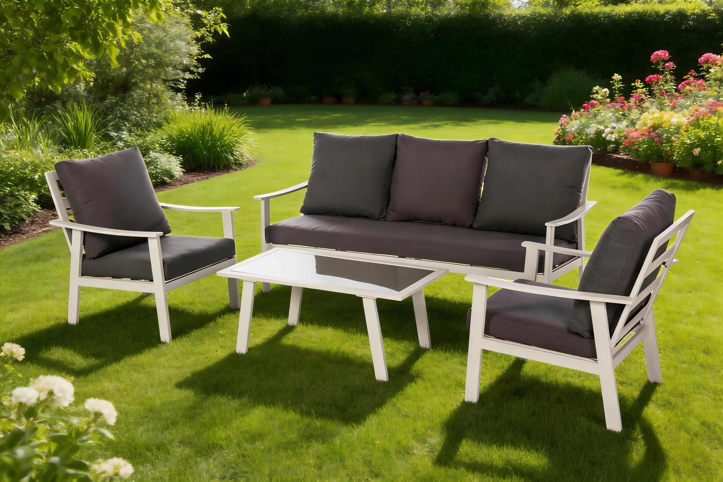 4pce Polywood Alu 3-Seat Sofa Set
