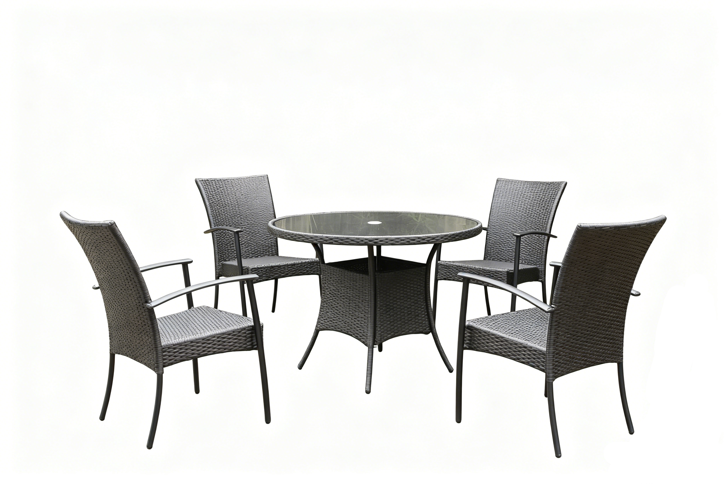 Steel 4 Seat Rattan Round Dining set view 2