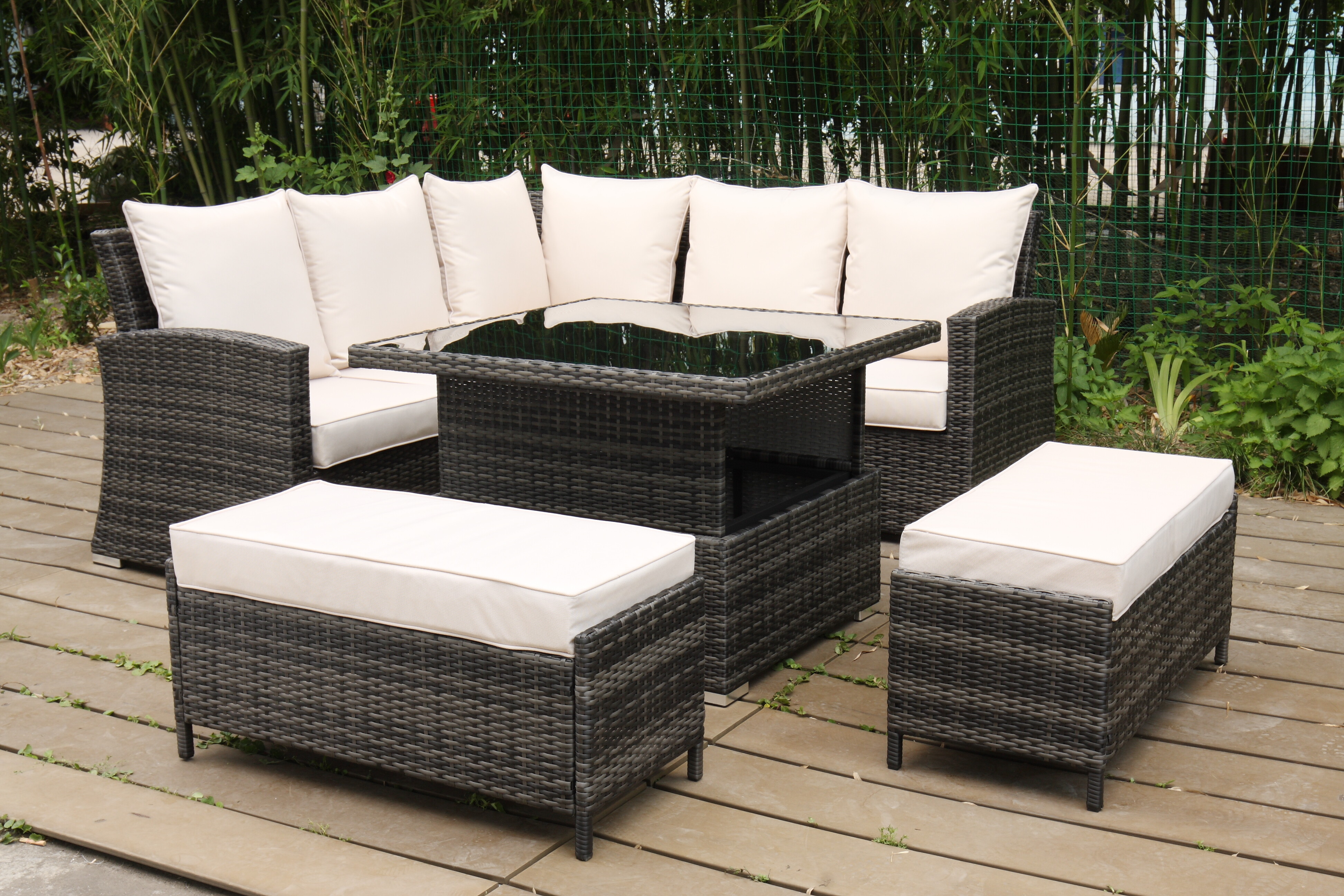 6pc KD Corner Sofa set with adjustable table