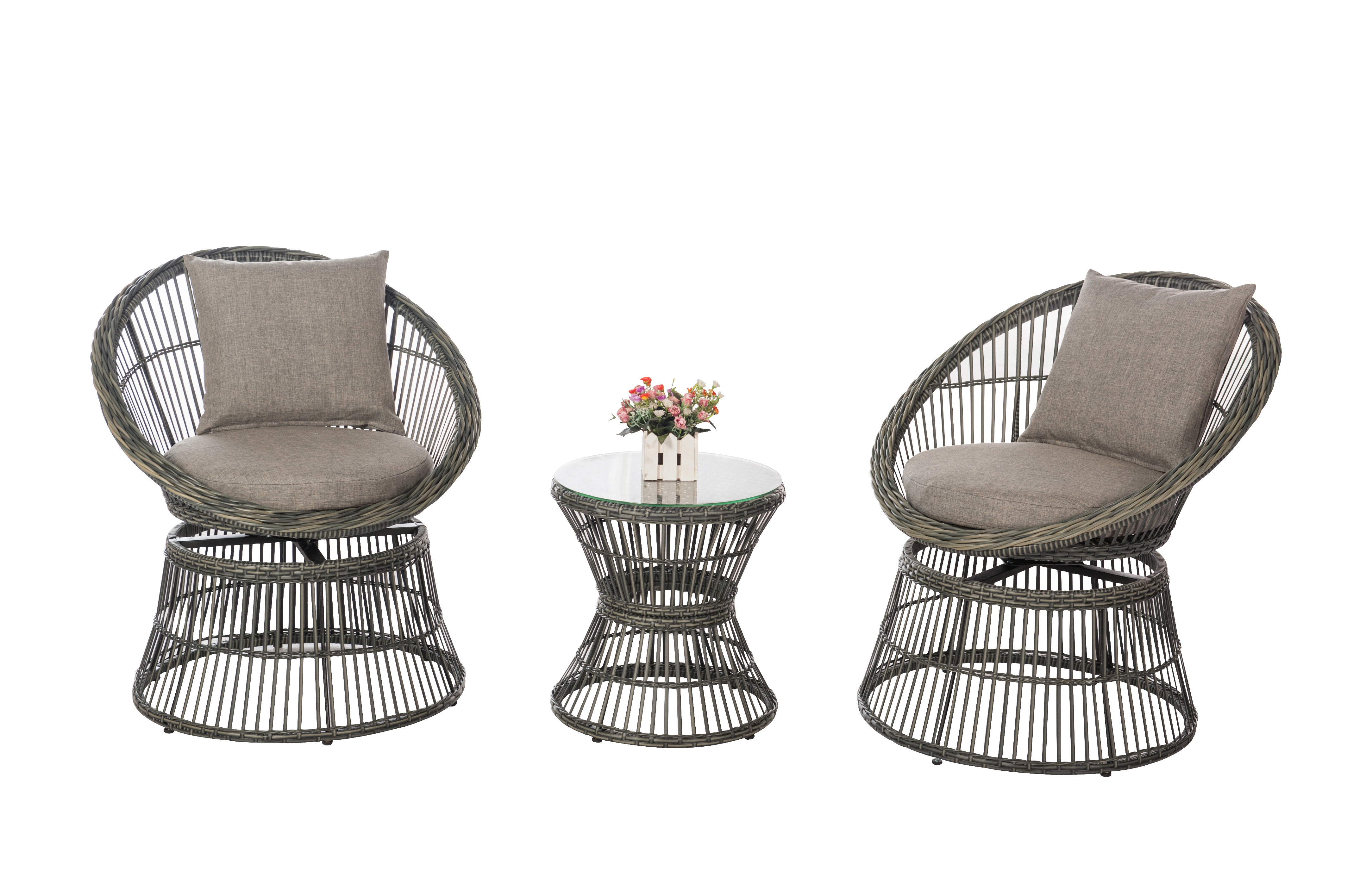 3pc Swivel Rattan Egg Set view 2