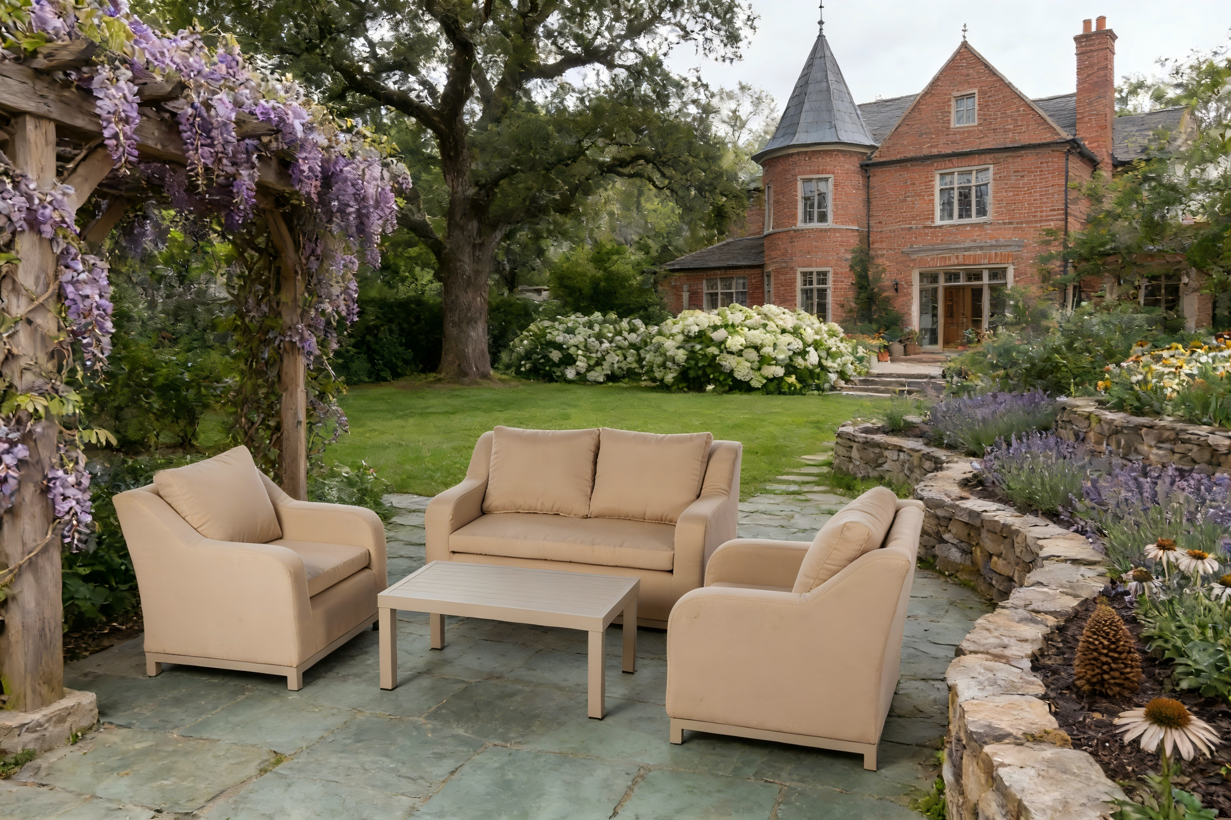 4pce Super Deluxe Alu Spun Polyester Padded Sofa Set