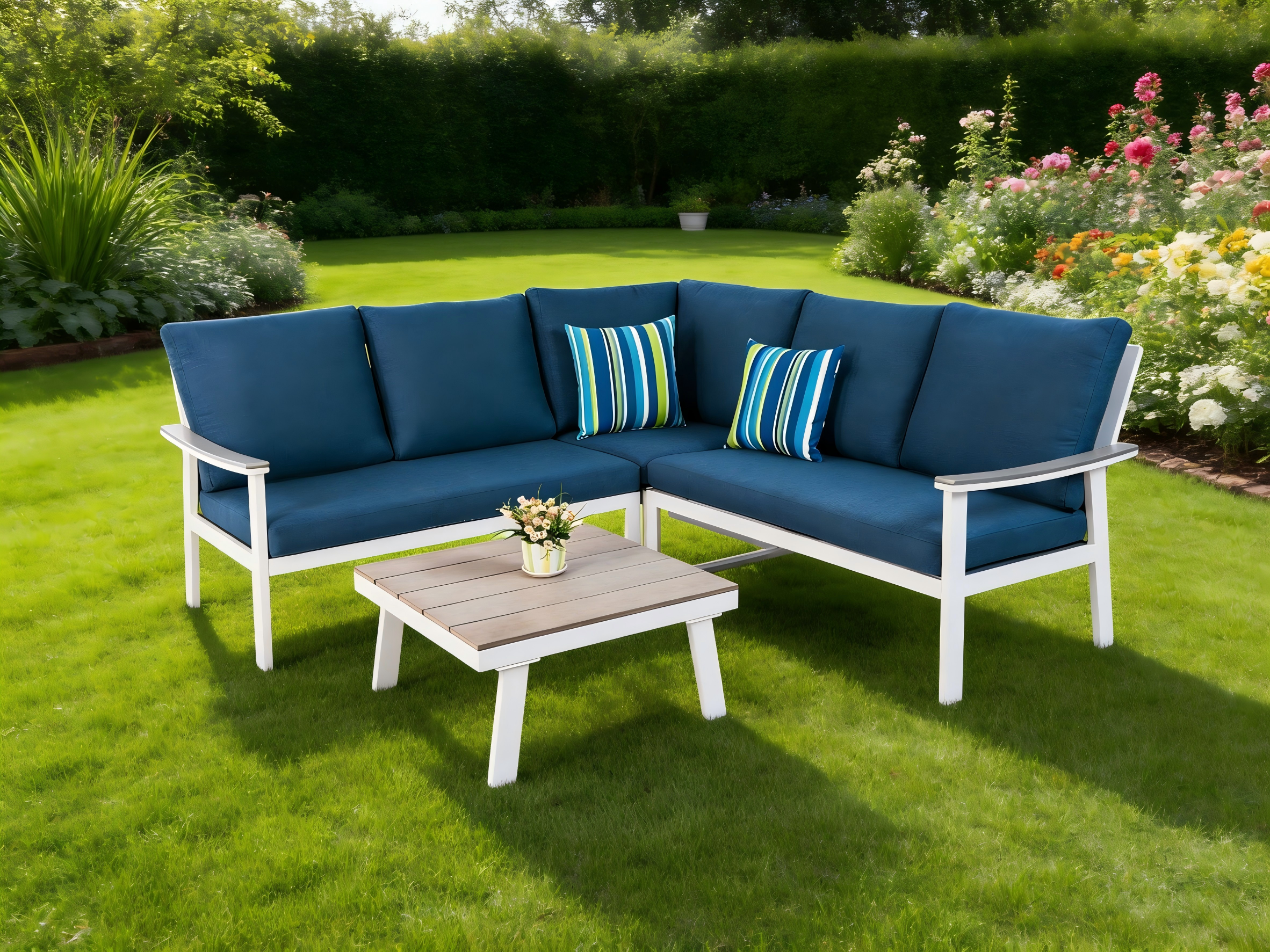 4pce Polywood Alu Corner Sofa Set