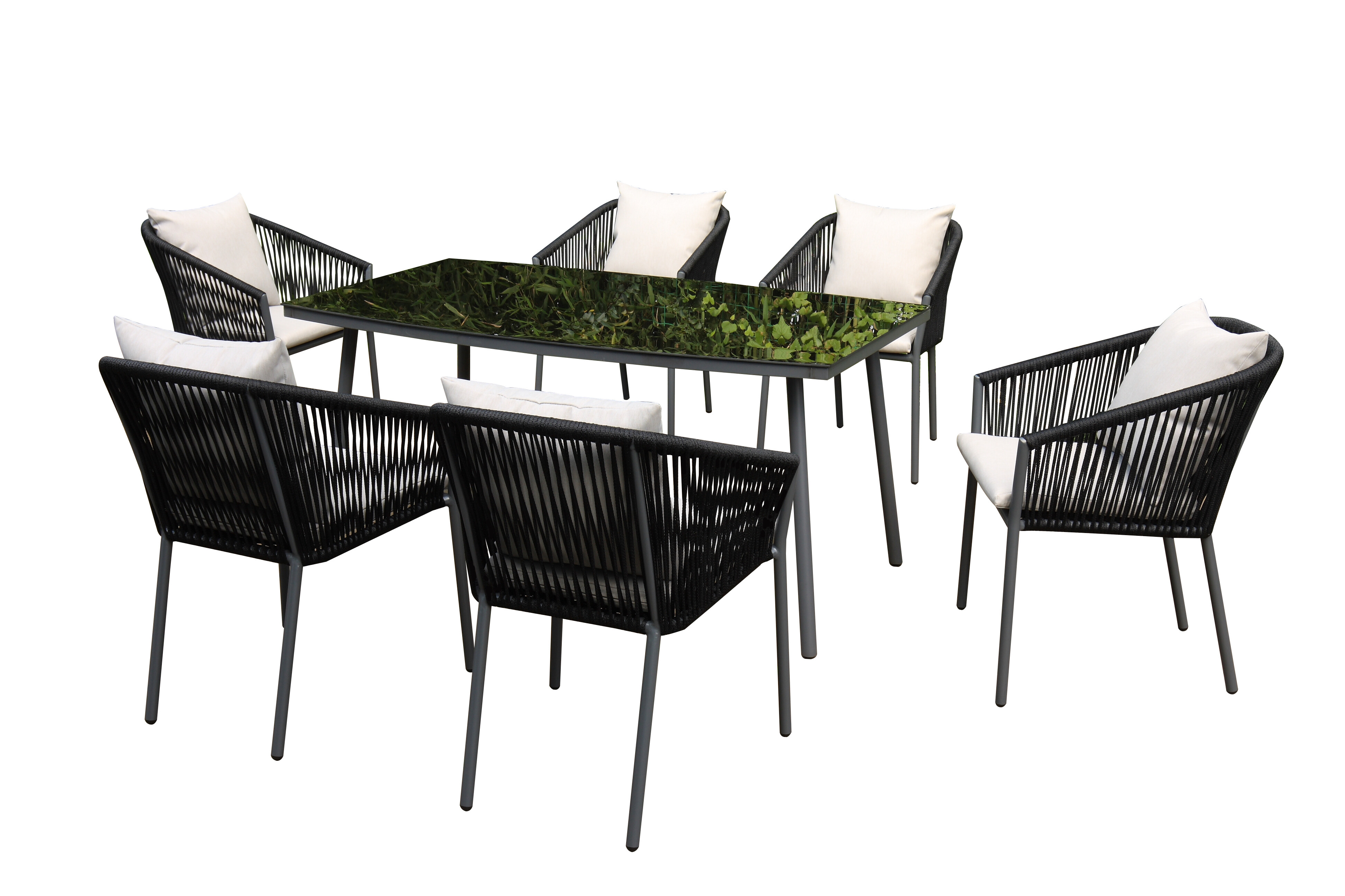 Textoline Rope 6 Seat Rect Dining set view 2