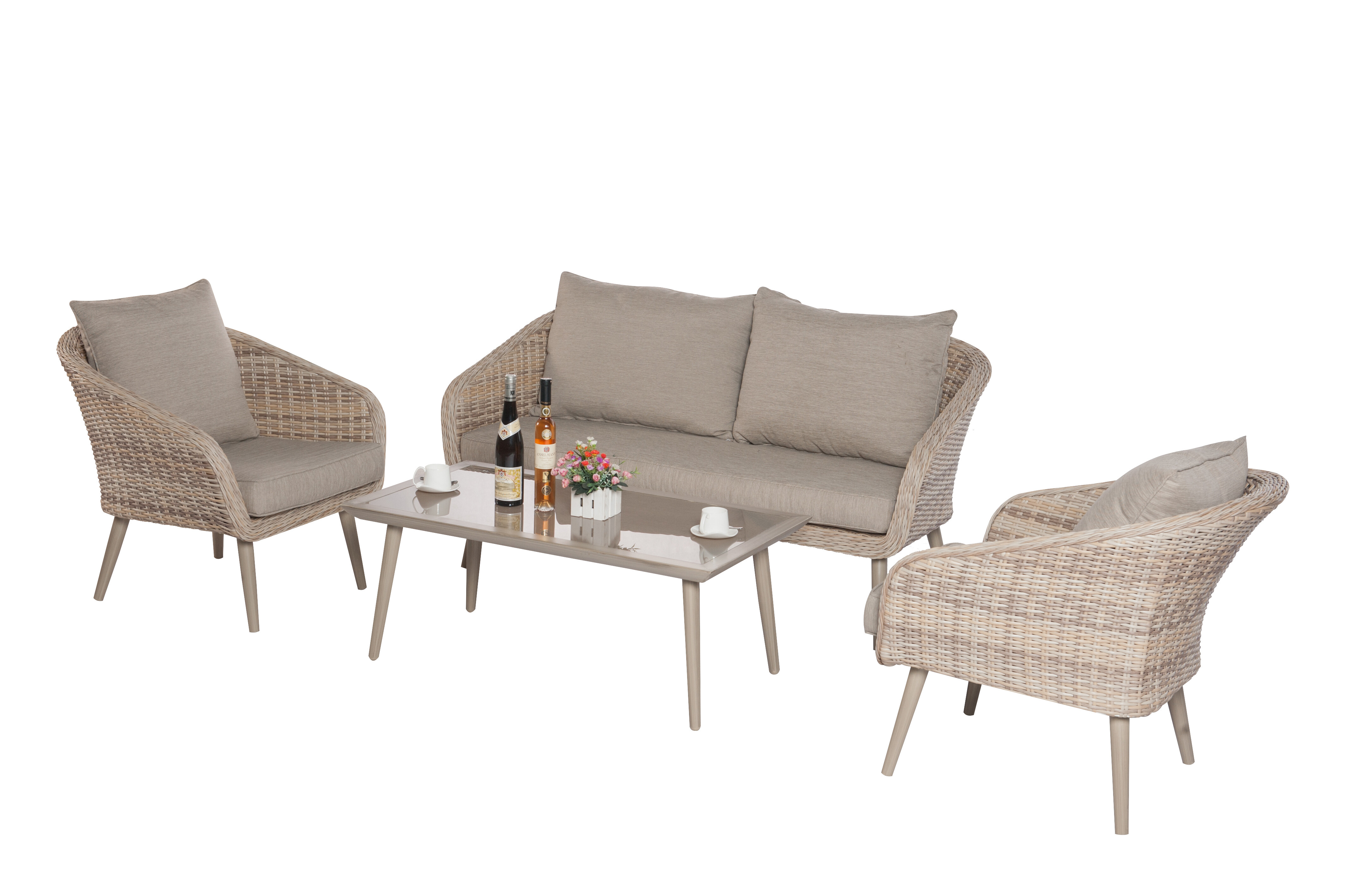 Half Round wicker 4pc Two Seat Sofa set view 2
