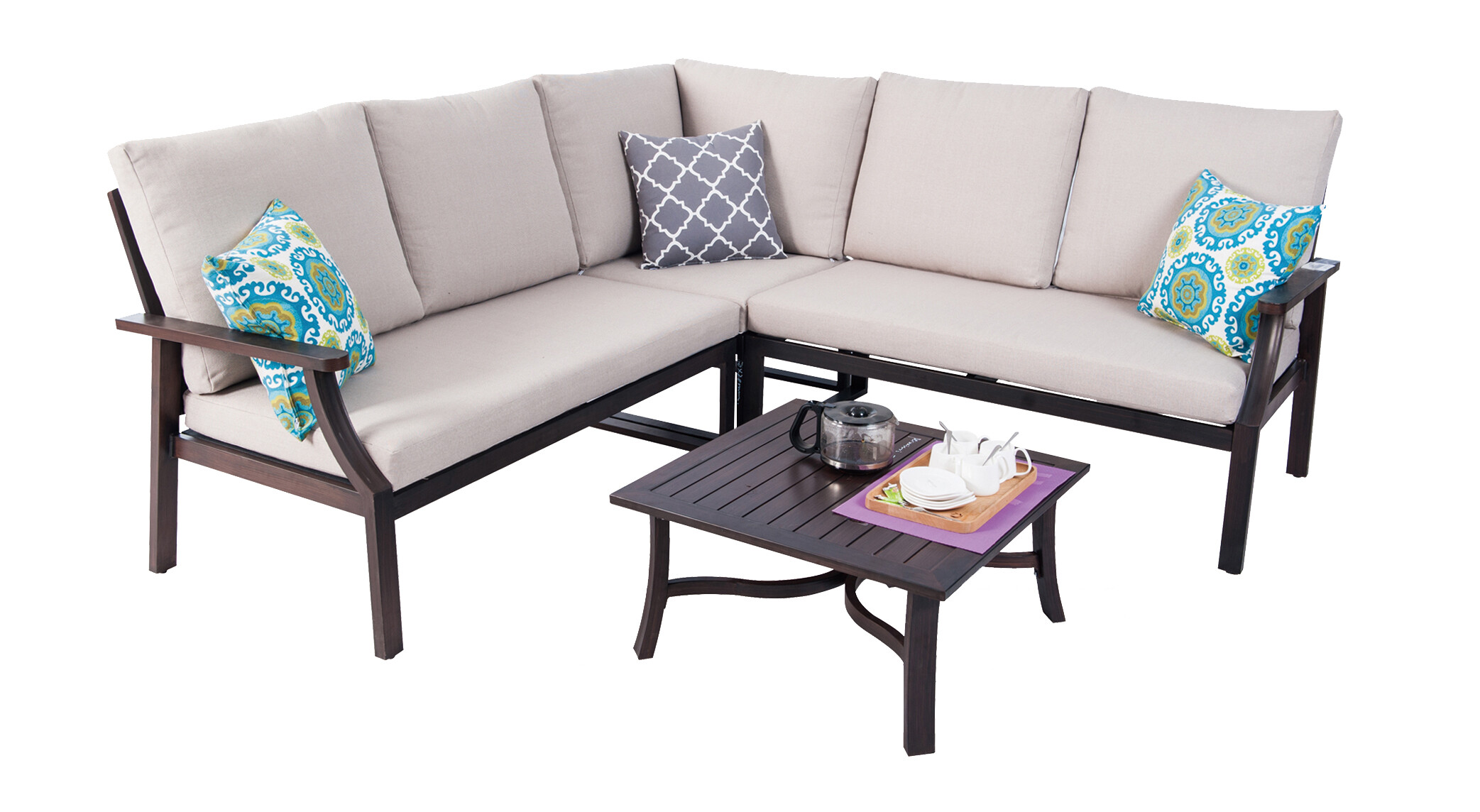 4pce Alu Padded Corner Sofa Set view 2