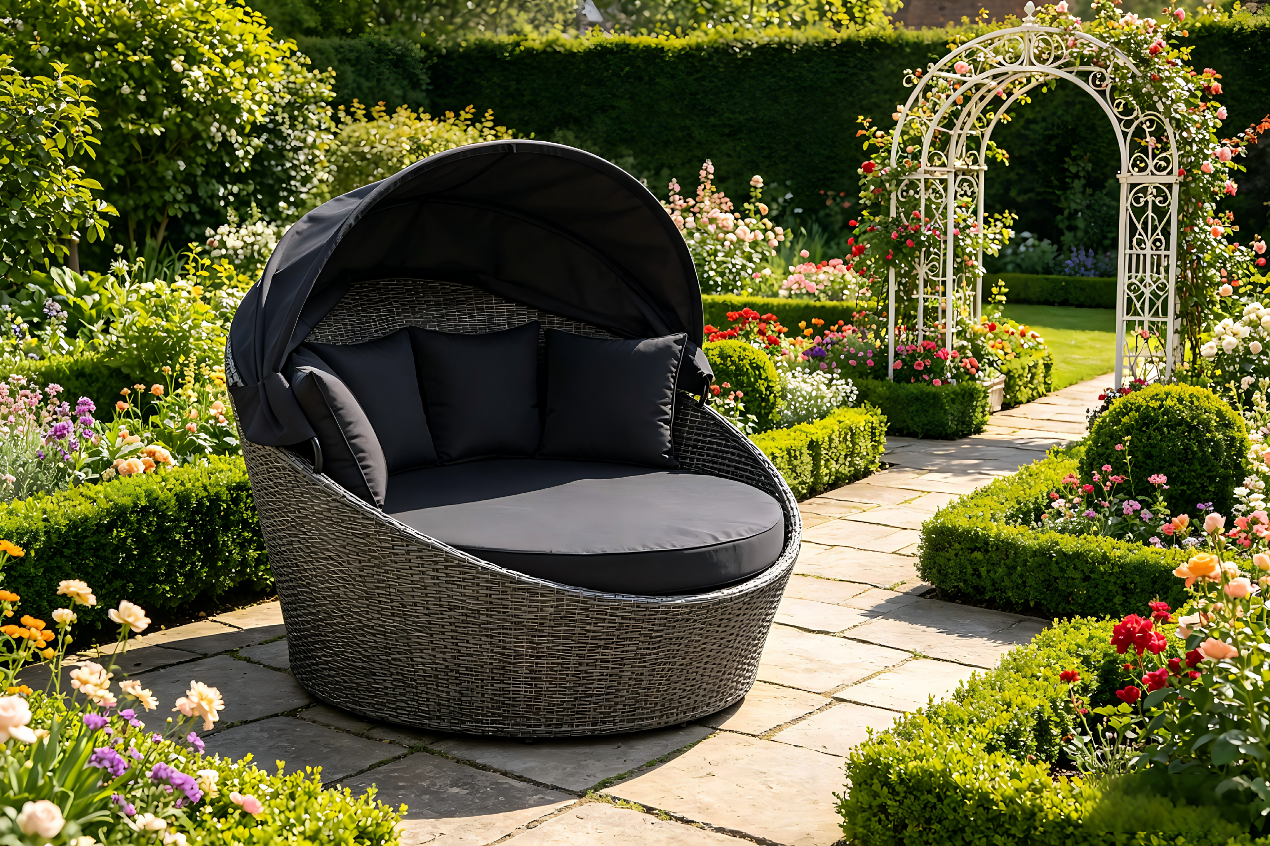 Alu Day Bed with Foldable Canopy