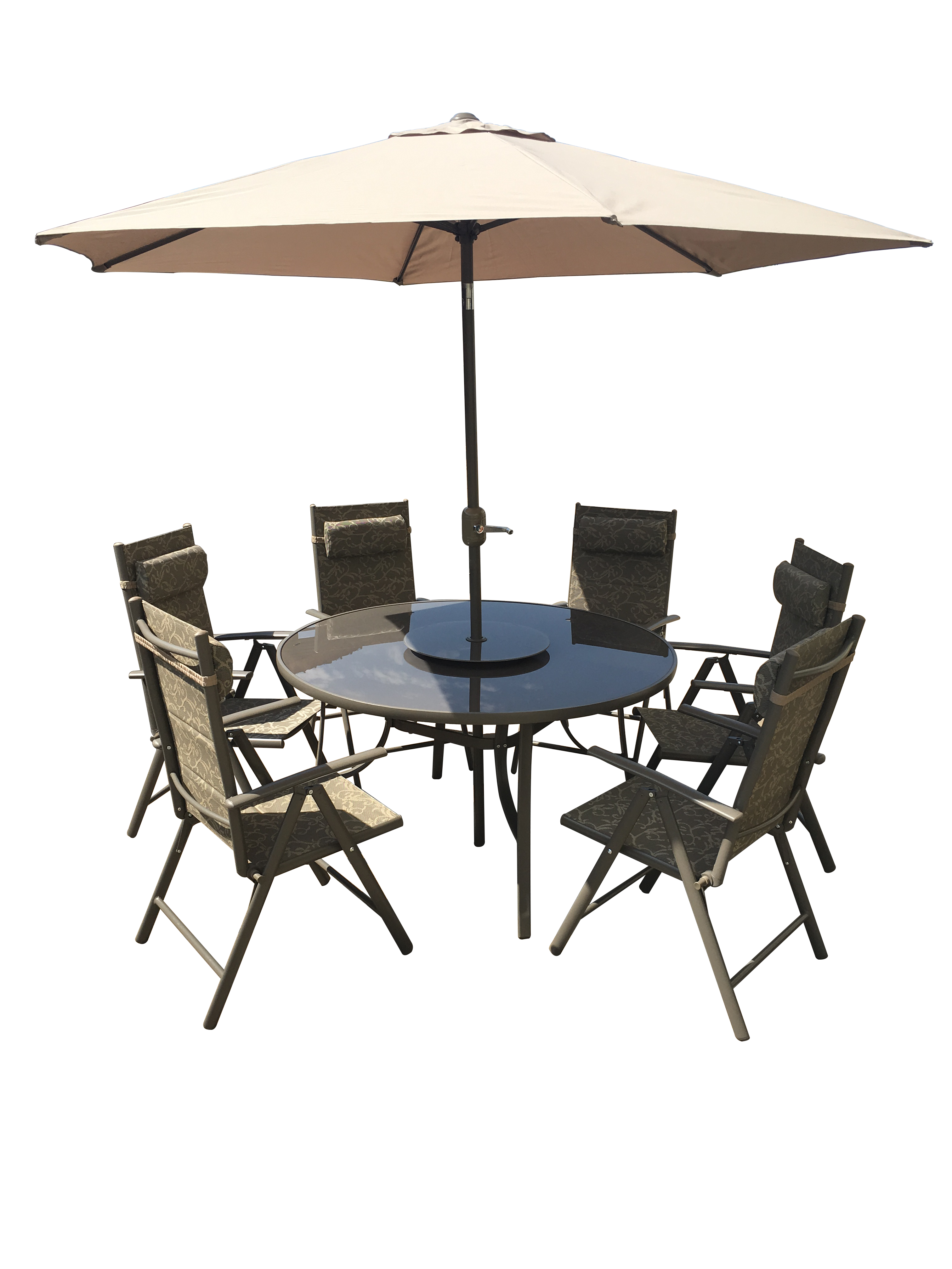 Alu 9pce 7-Position Round Dining set with lazy susan view 2