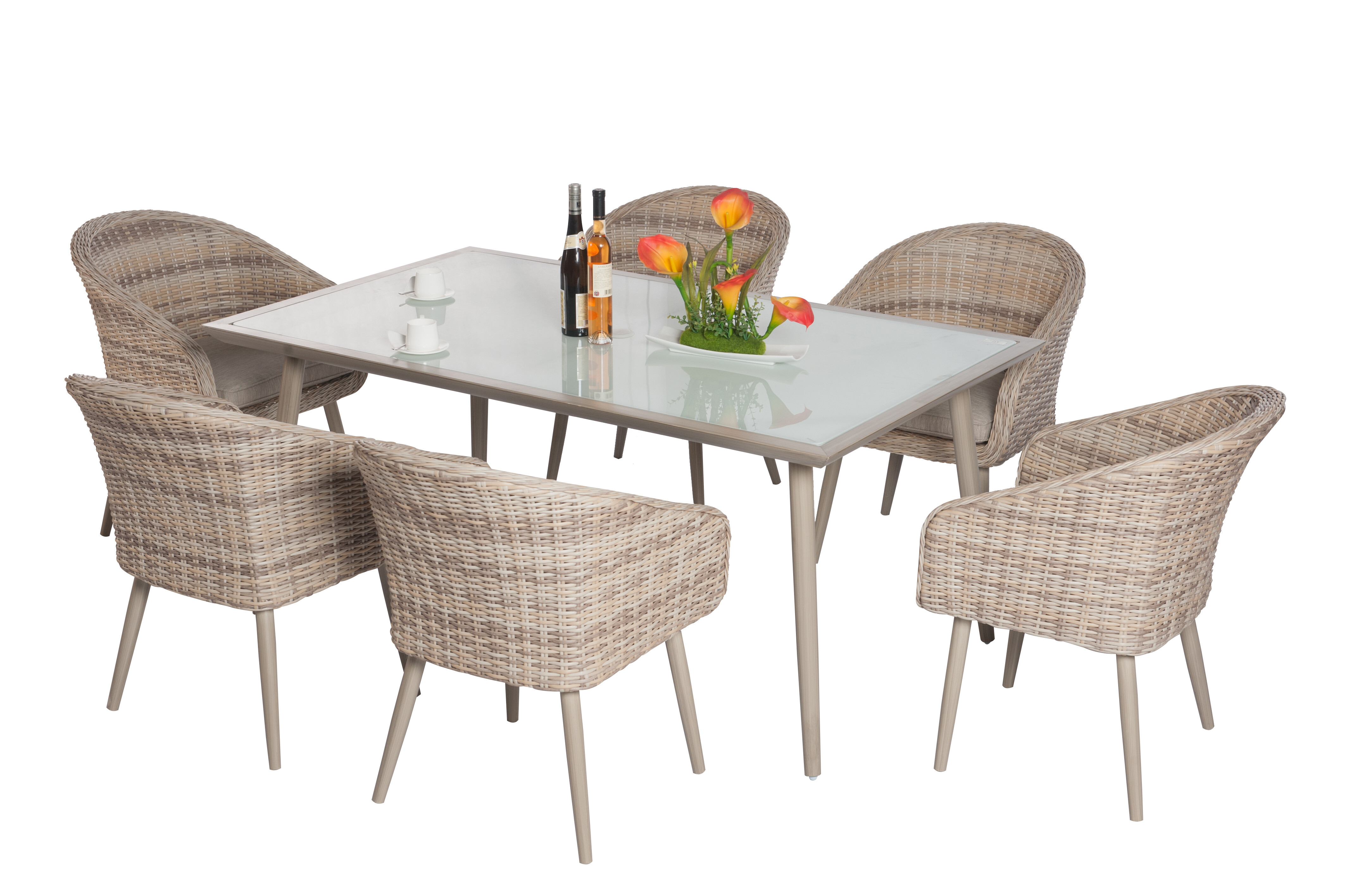 Half Round wicker 6 Seat Dining set view 2
