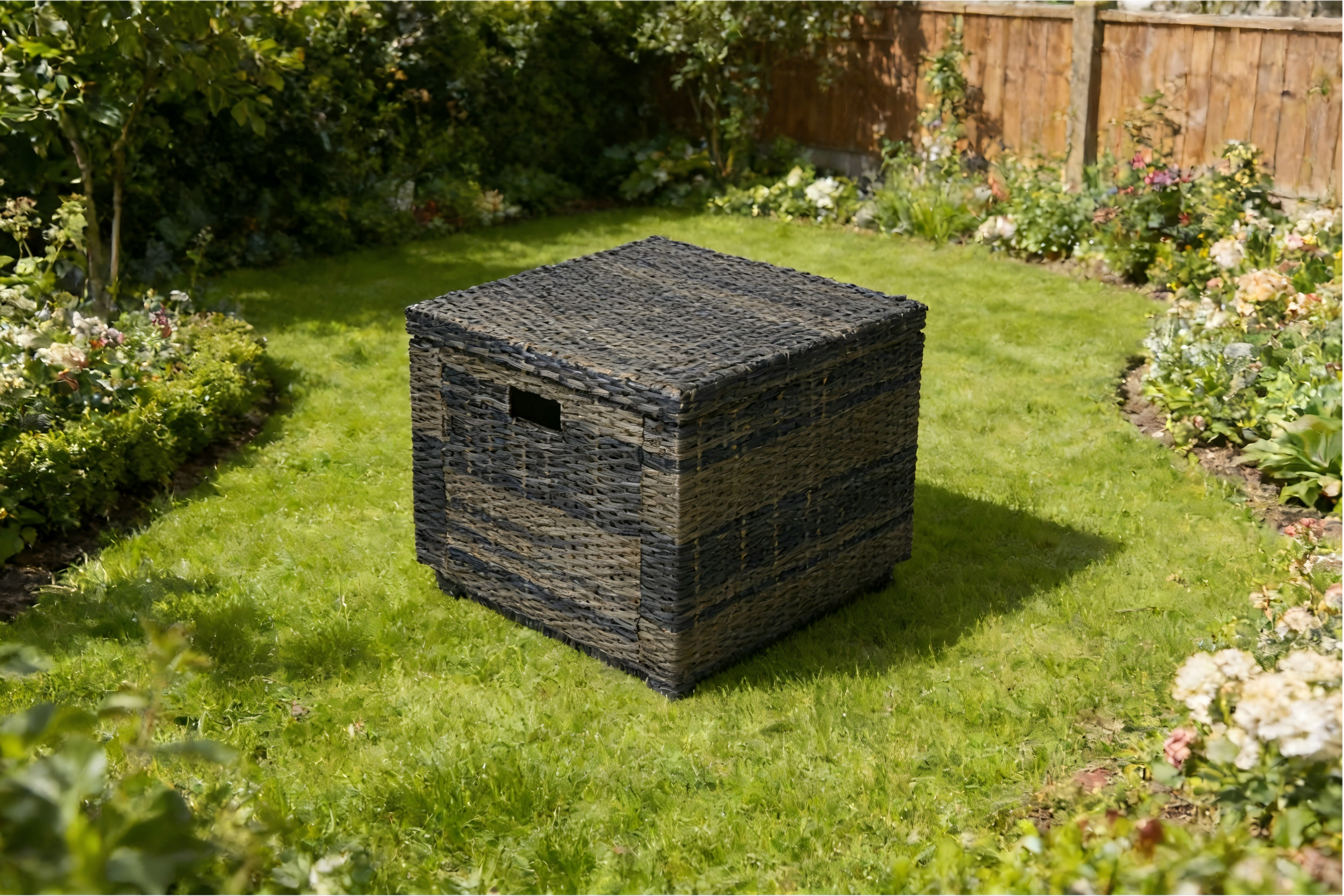 Steel Square Rattan Ice box With S/S bucket and moveable lid