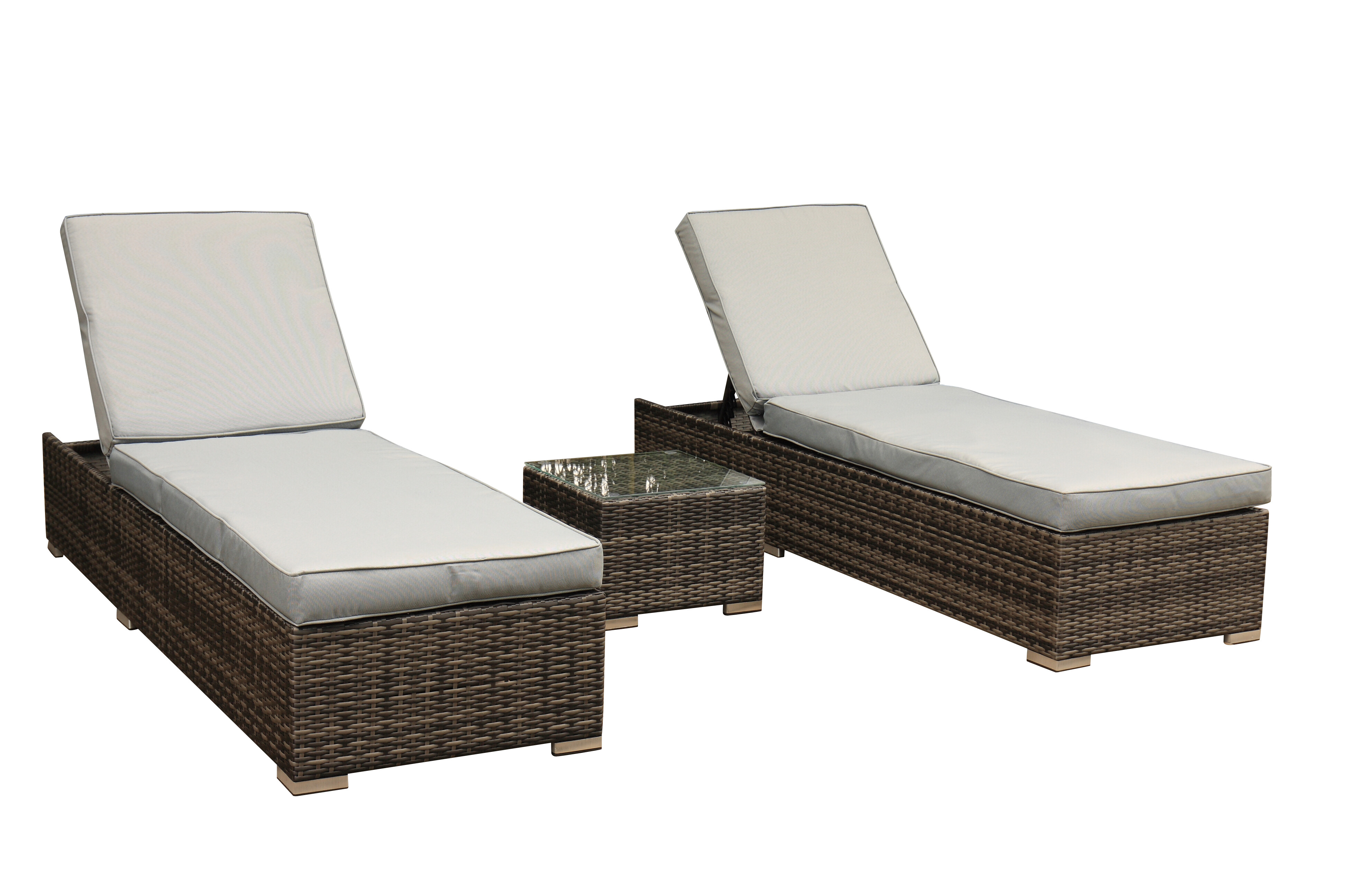 3PC Rattan Lounger set view 2