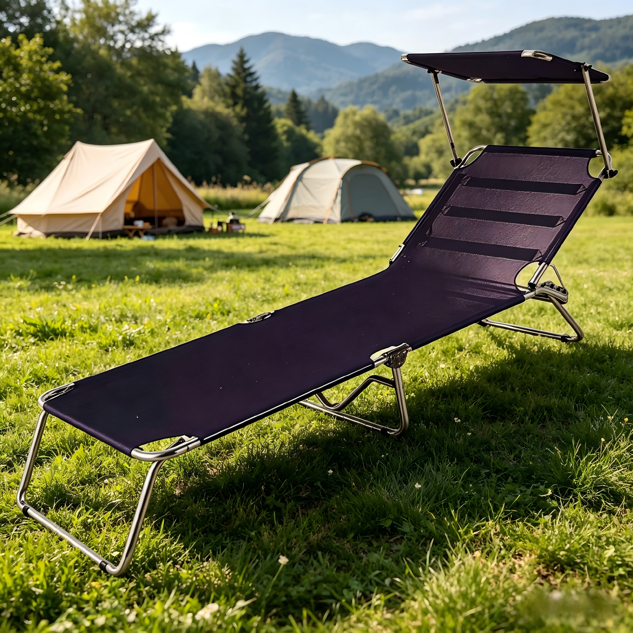 Folding Lounger with Canopy
