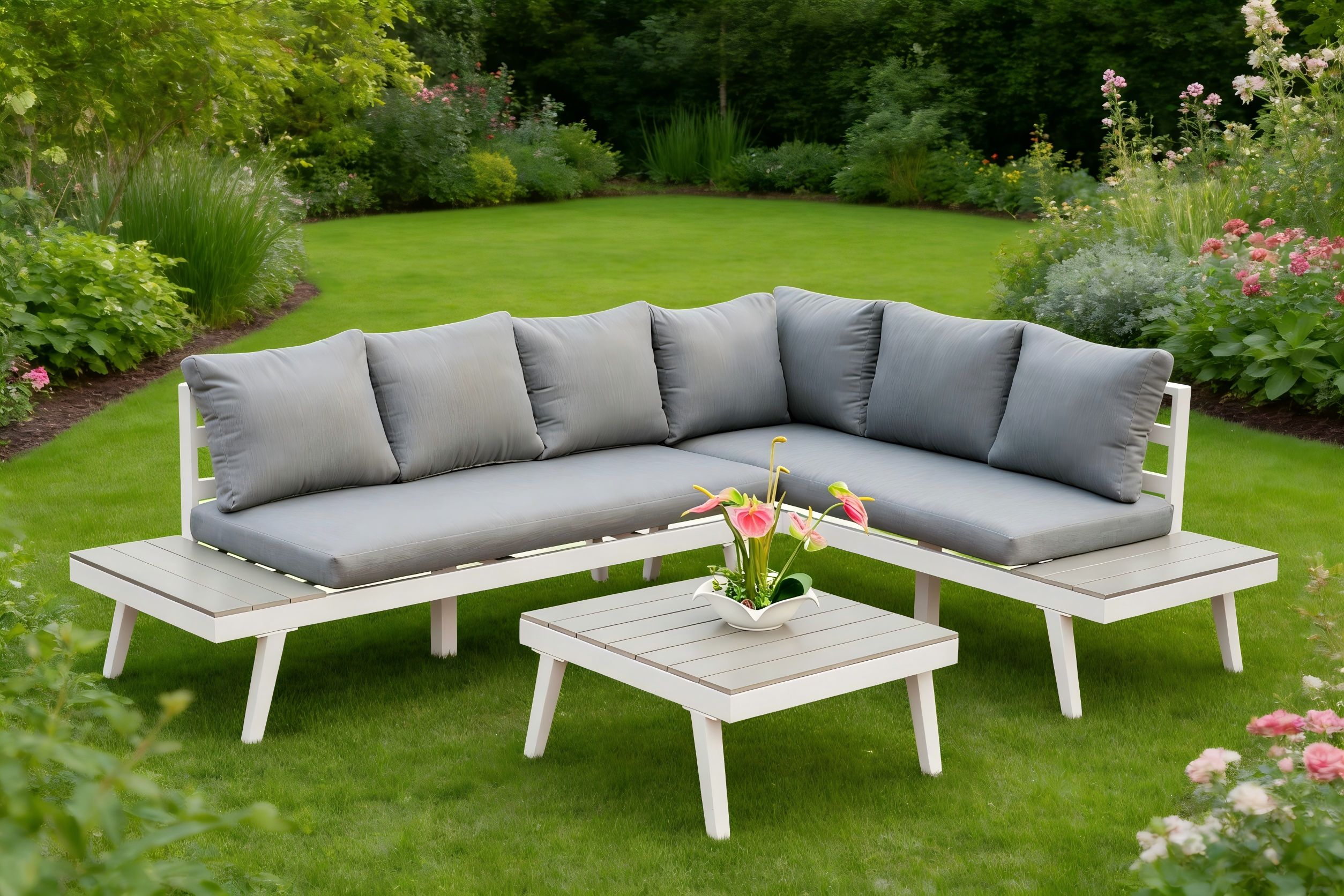 3pce Alu Polywood Corner Sofa Set