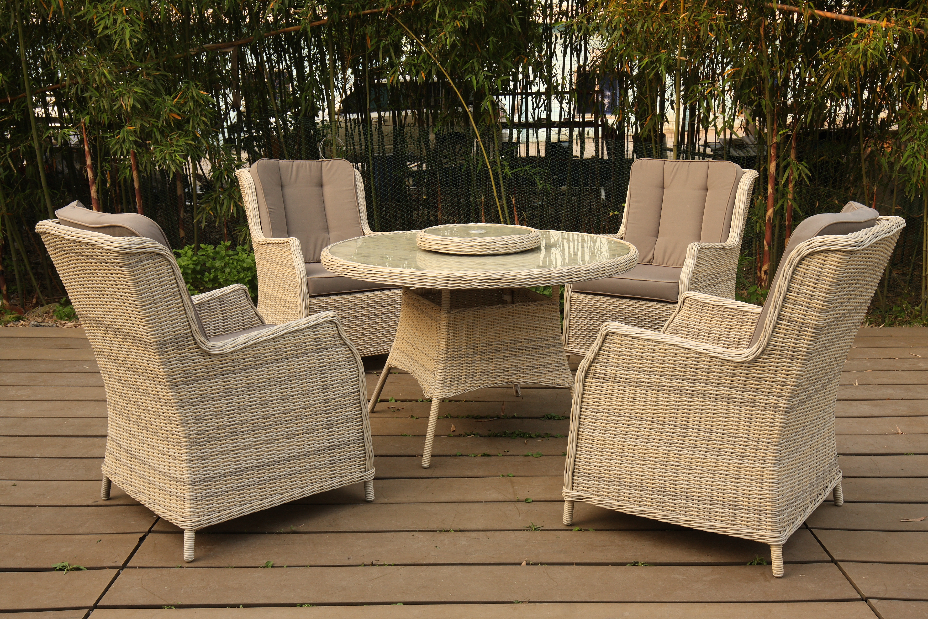 4 SEAT RND DINING SET WITH LAZY SUSAN