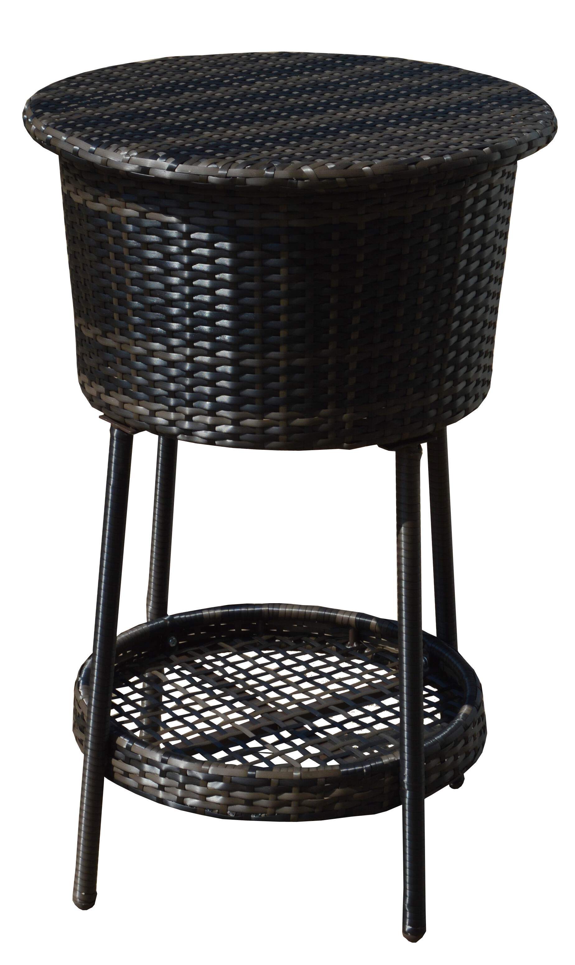 Steel KD Rattan Ice box With S/S bucket and moveable lid view 2