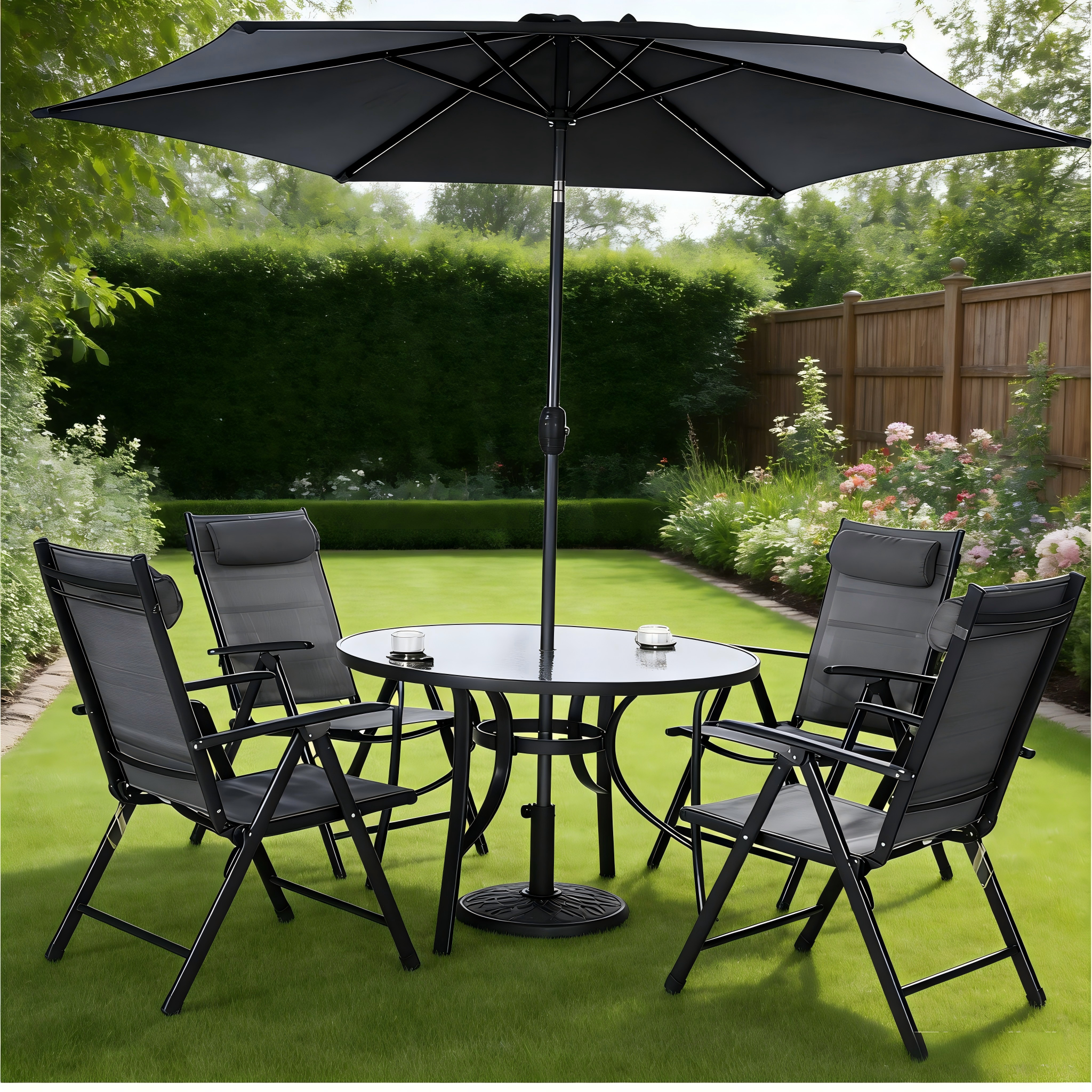 Alu 6pce 7-Position Round Dining set