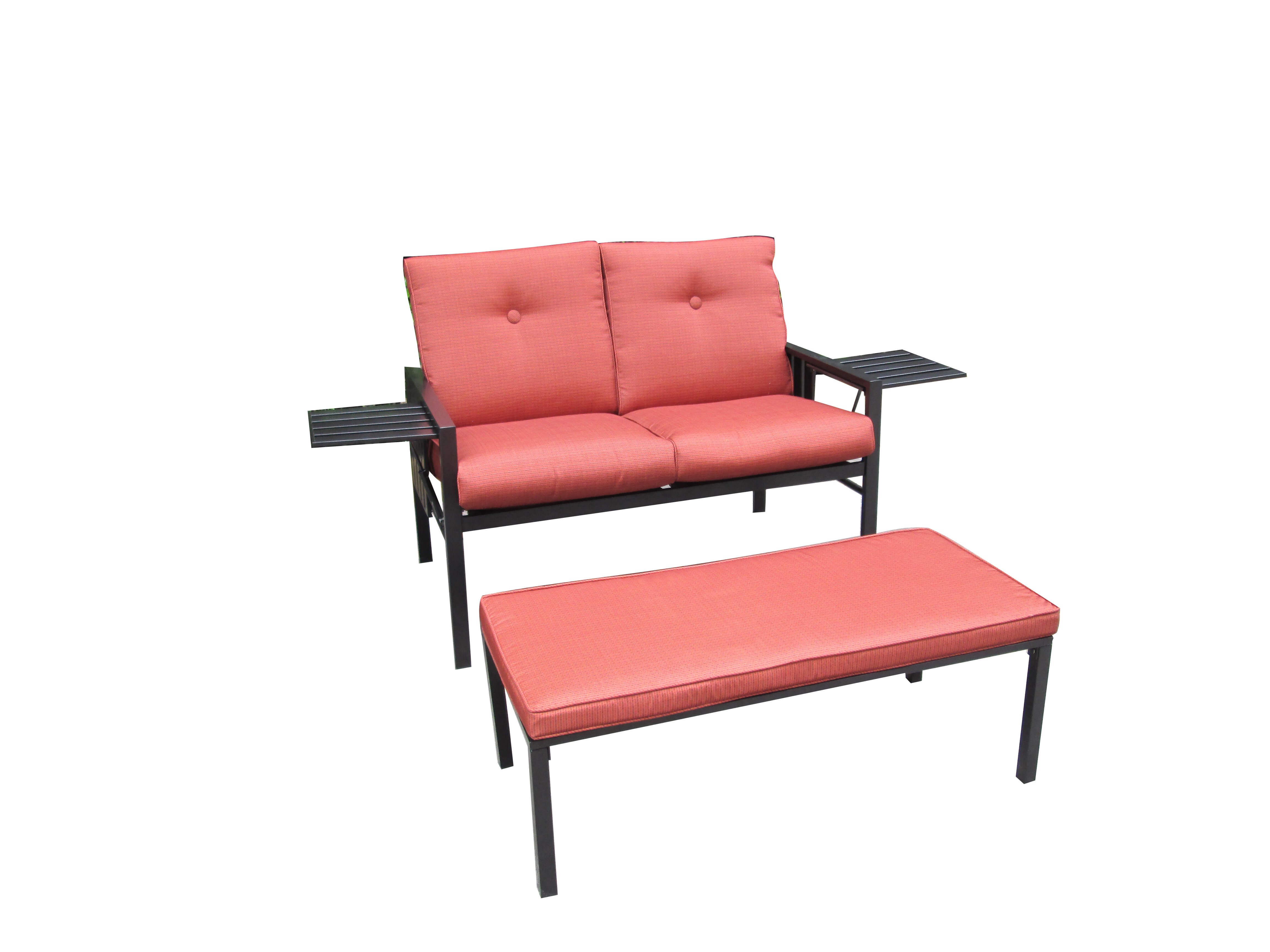 Two Seater Adjustable Slats Cushion Bench with footrest view 2