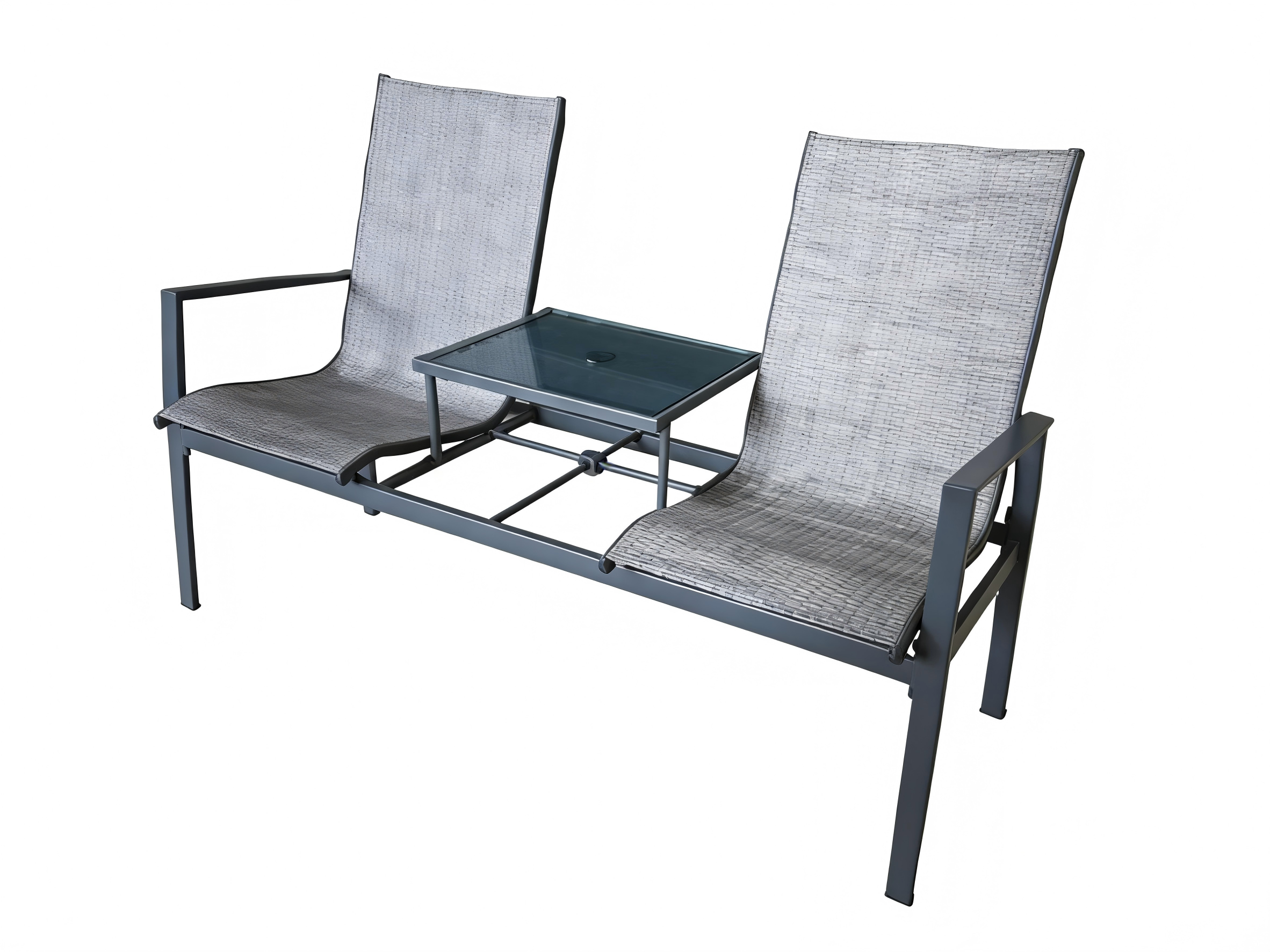 KD Textoline Steel Two Seat Bench with coffee table view 2