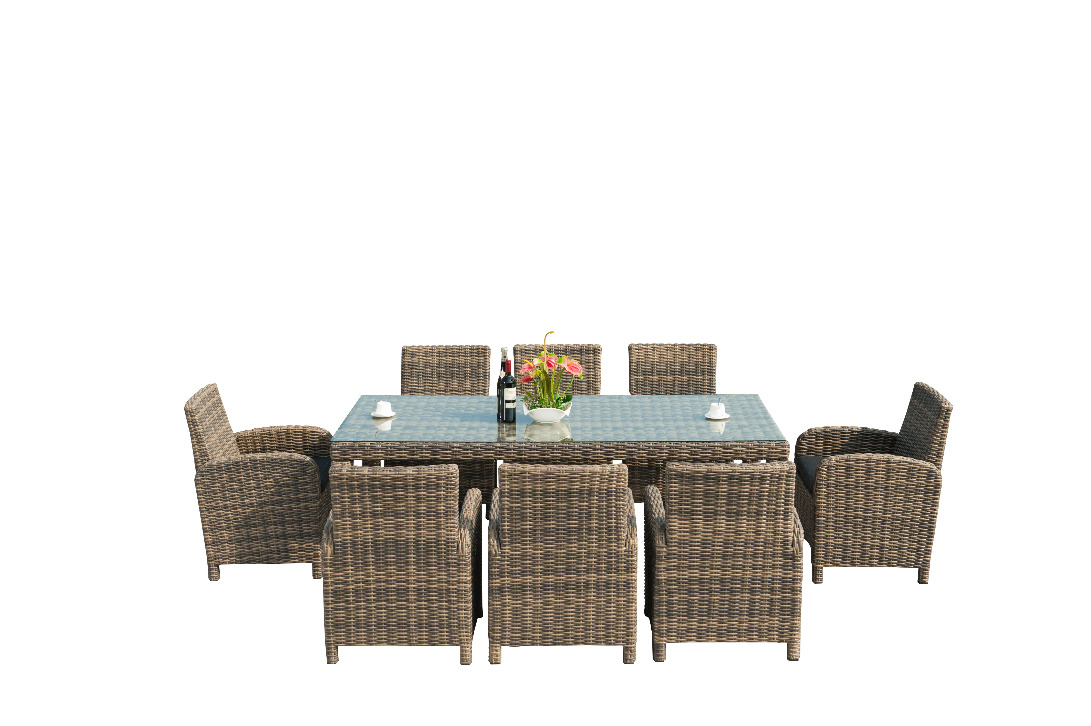 Half Round Weave 8 Seat Dining set view 2