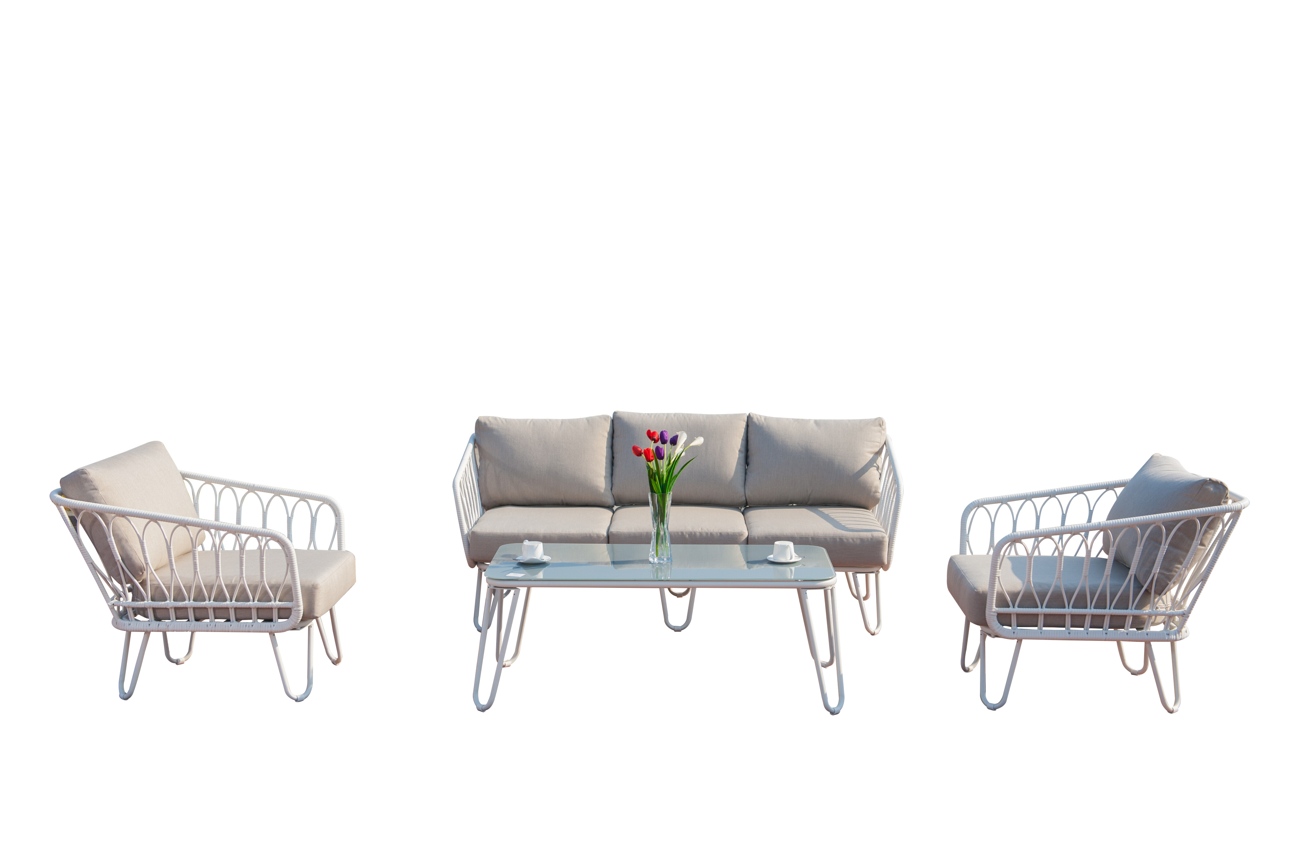 Steel 3 Seat 4pc Sofa set view 2