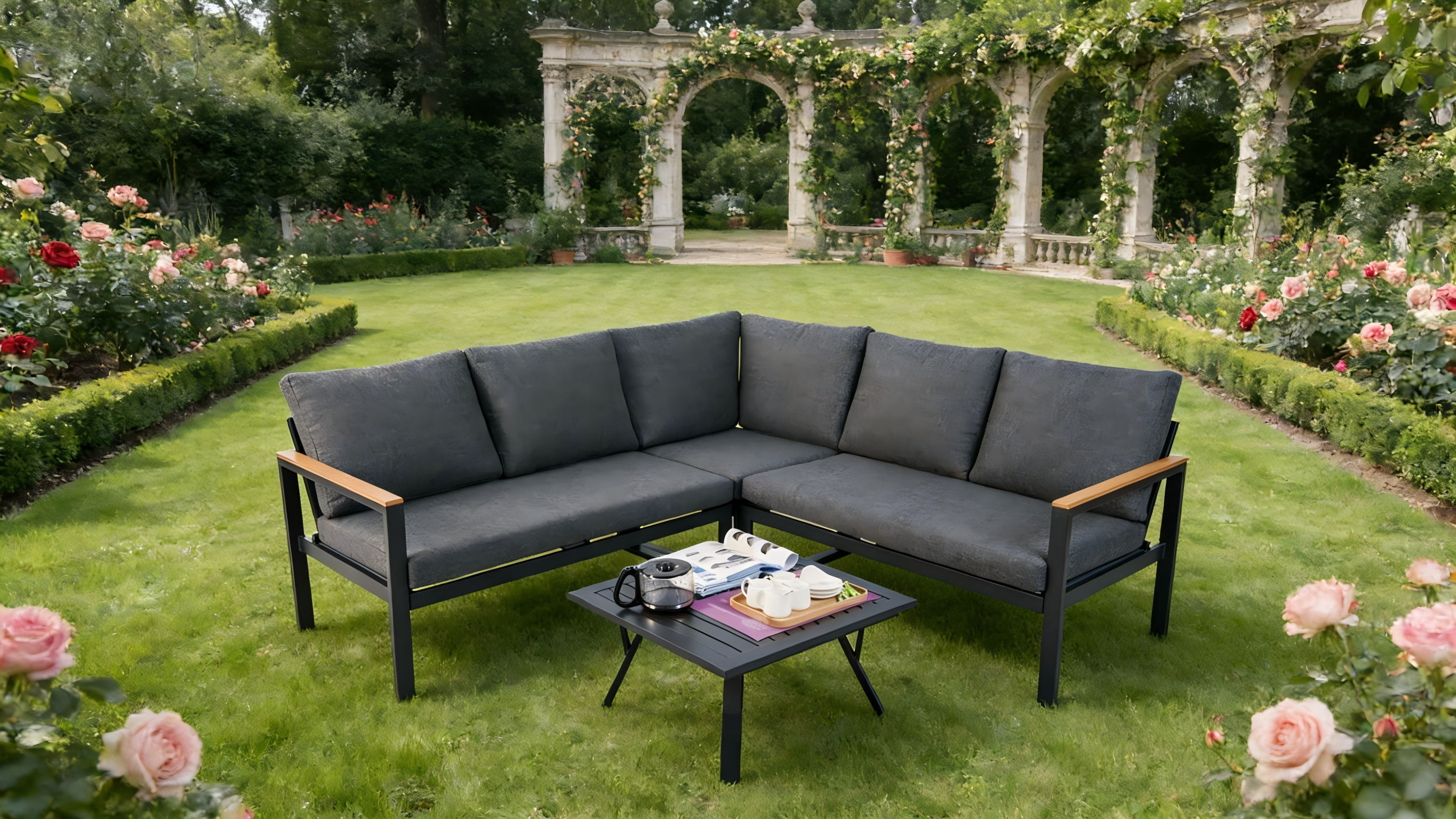 4pce Polywood Alu Corner Sofa Set