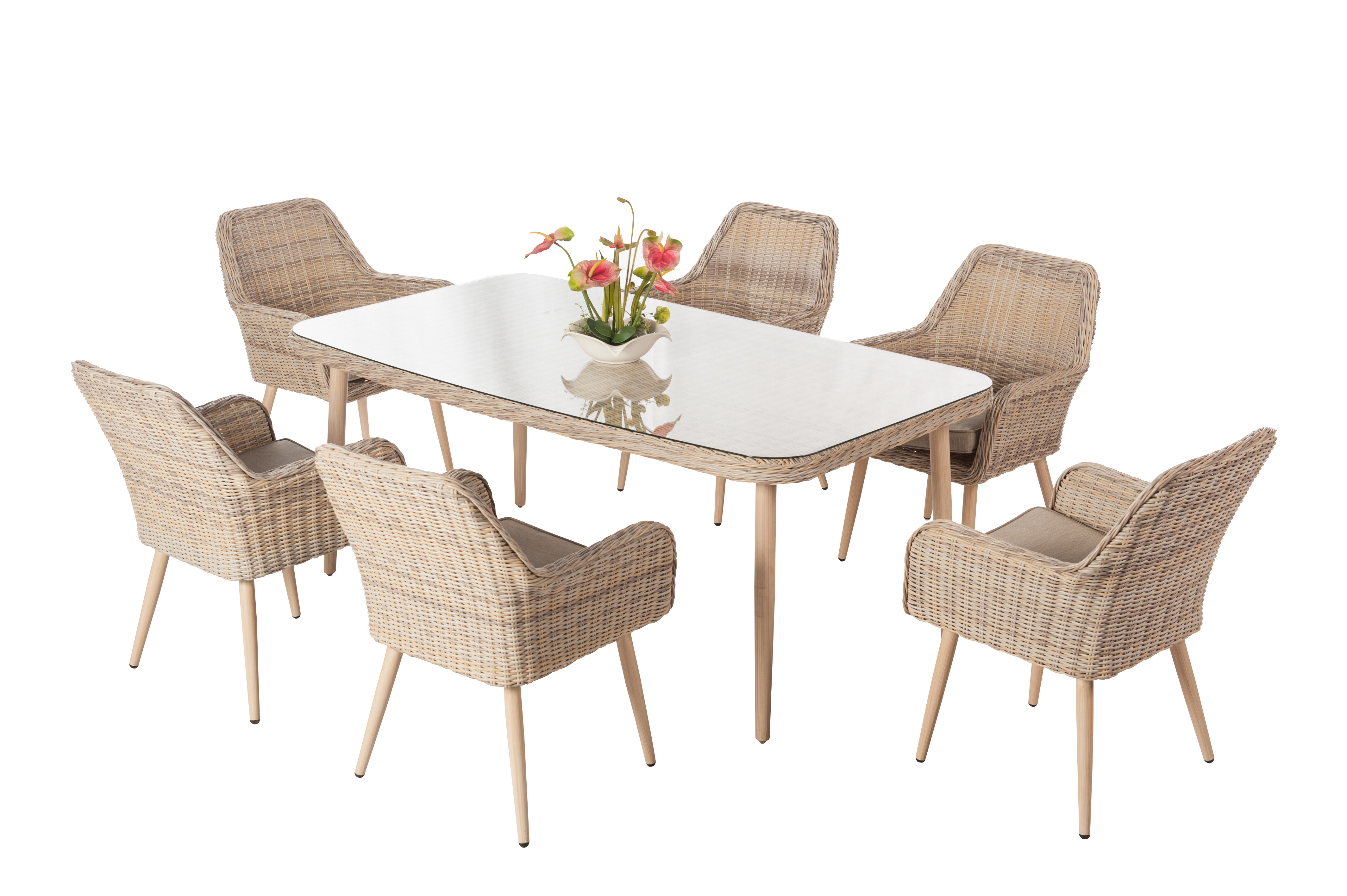 Round Wicker 6 Seat Dining set view 2
