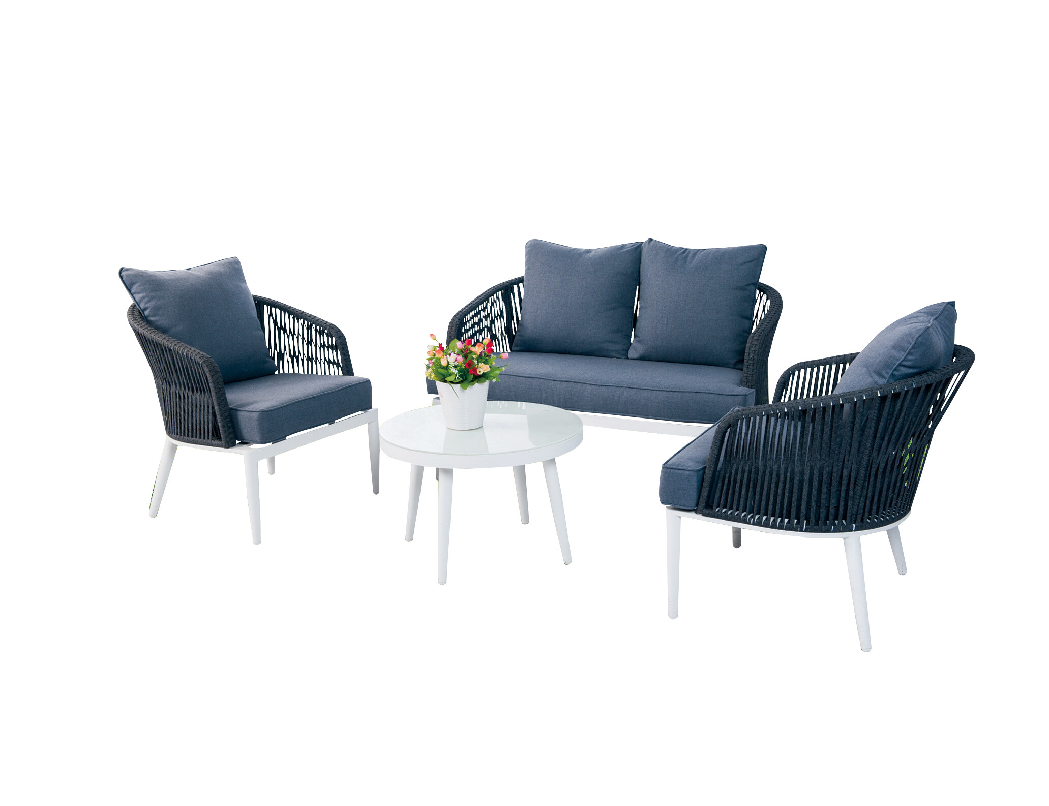 Flat fabric Rope 4pc Sofa set view 2