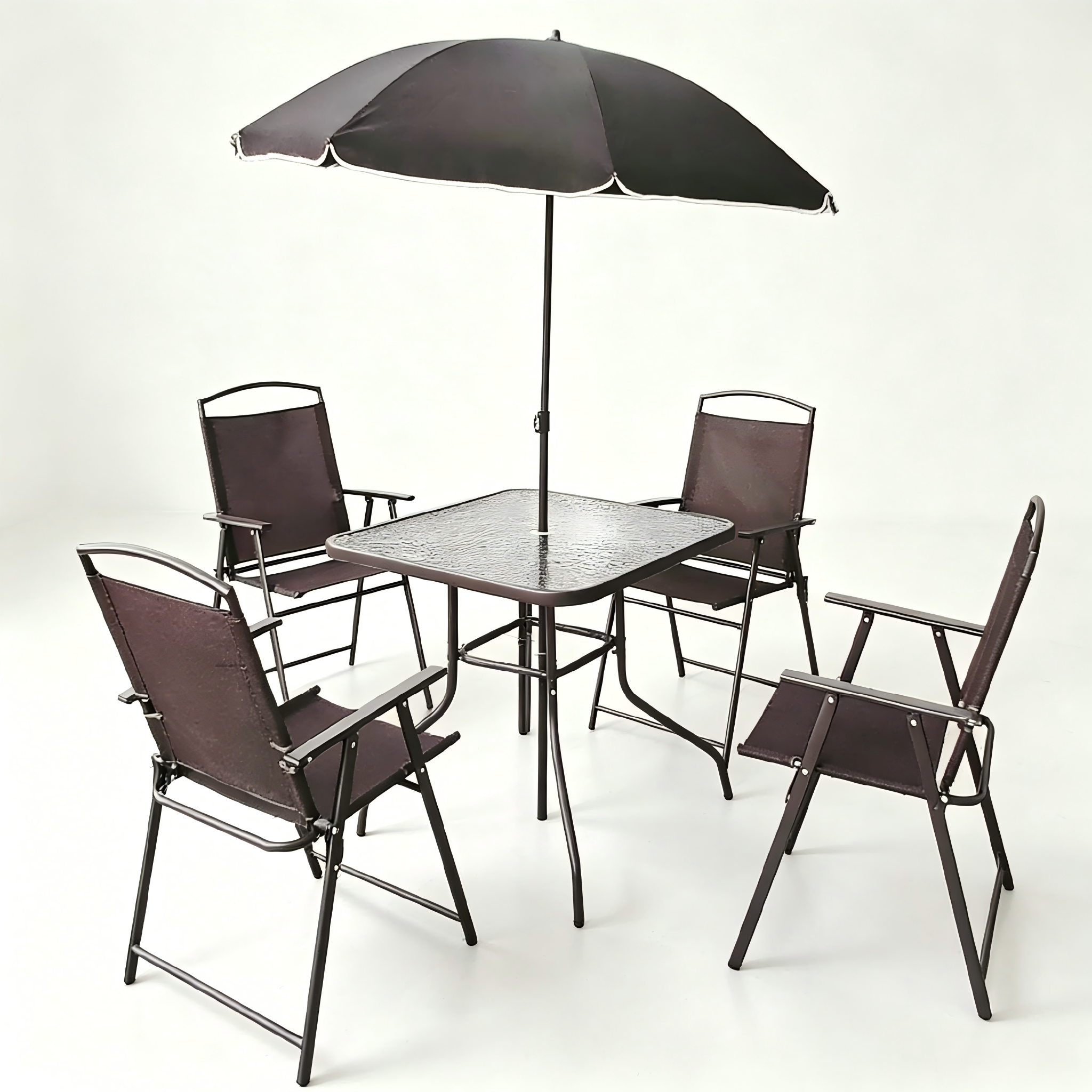4 Seat Textilene Dining Set with Parasol view 2
