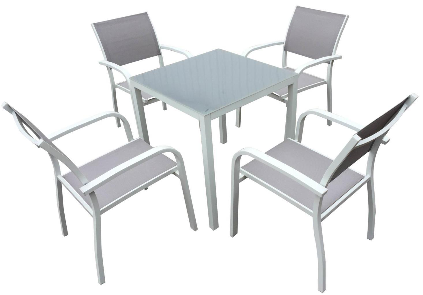 Alu 4 Seat Textilene Square Dining set view 2