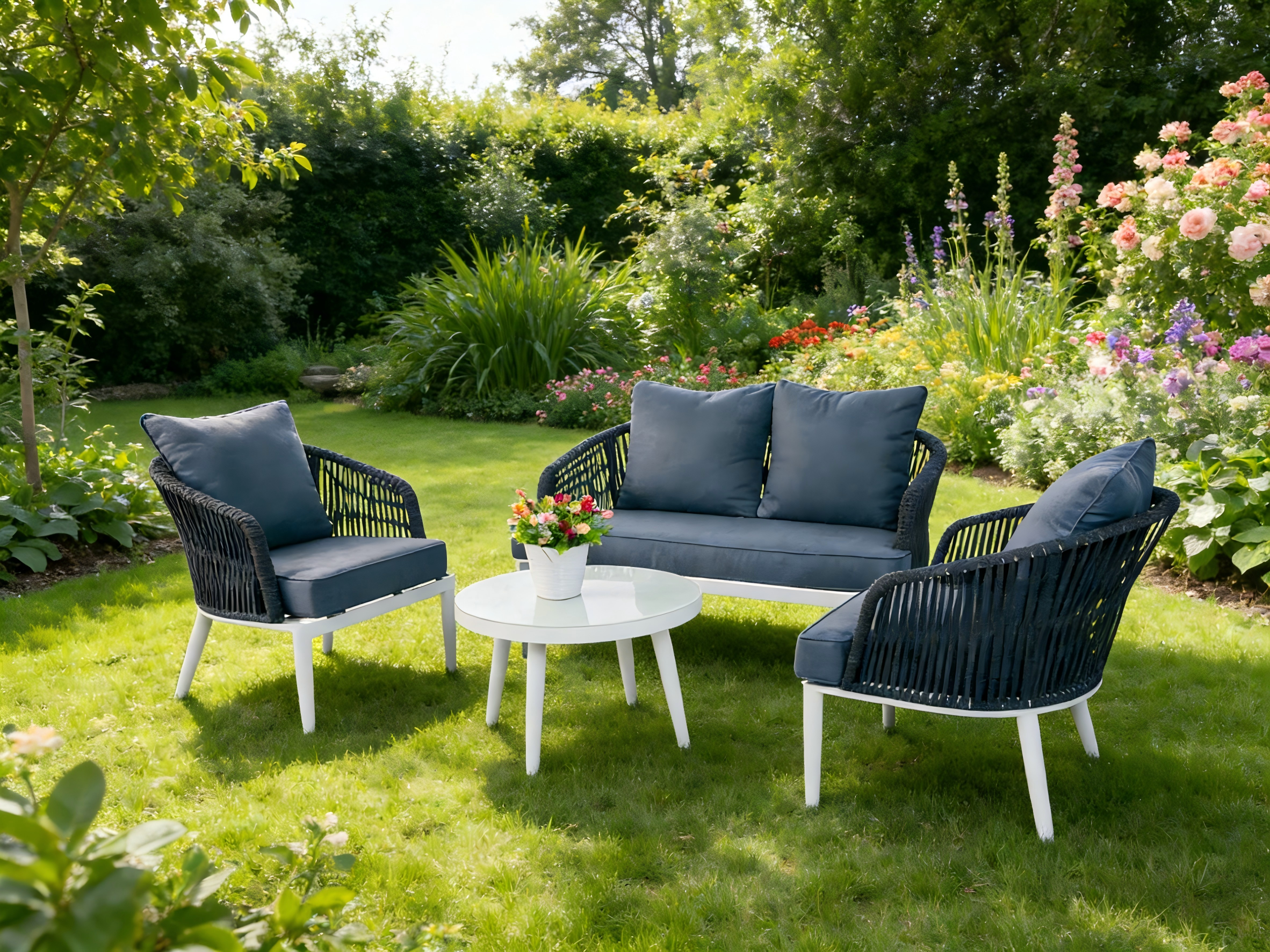 Flat fabric Rope 4pc Sofa set