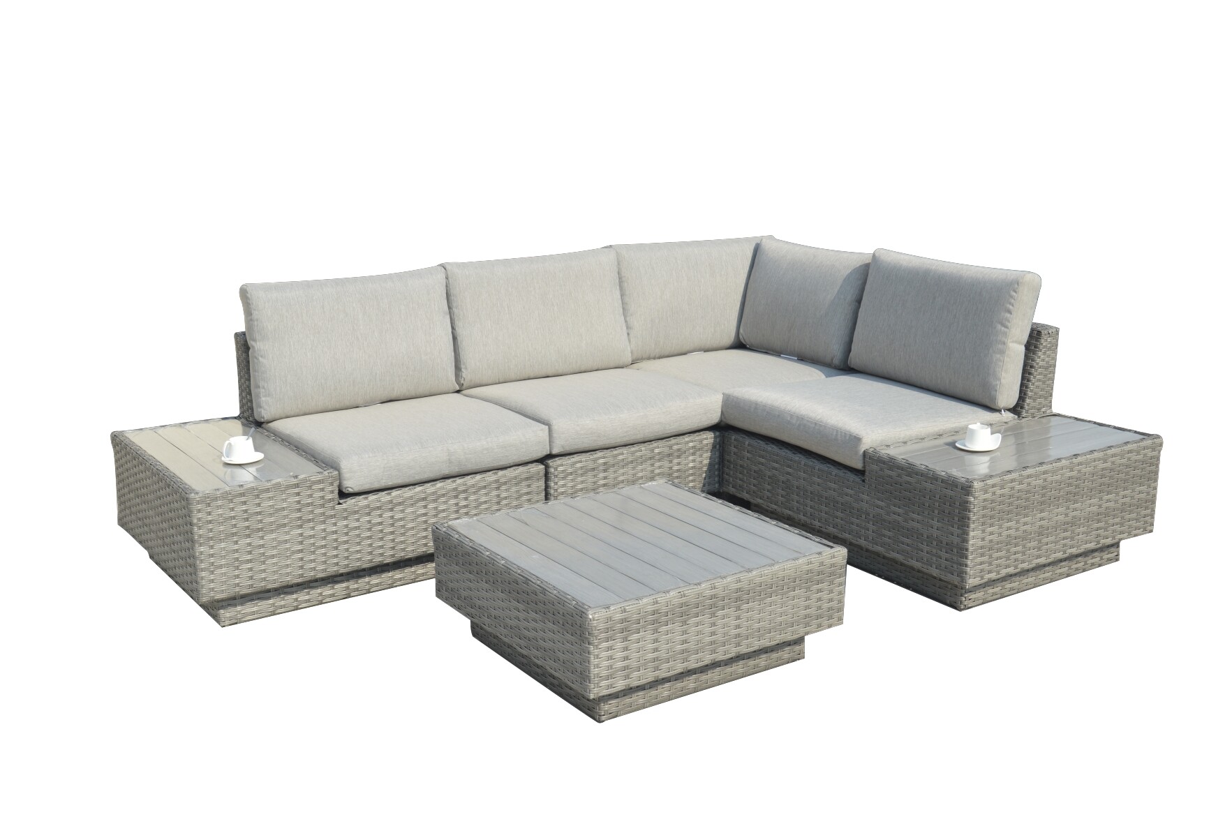 5 piece Polywood Rattan Corner Sofa Set view 2