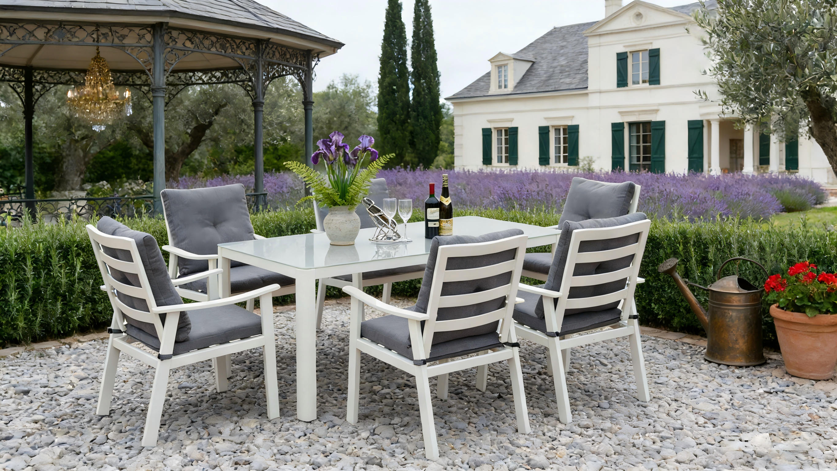 6 Seat Alu Padded Dining Set