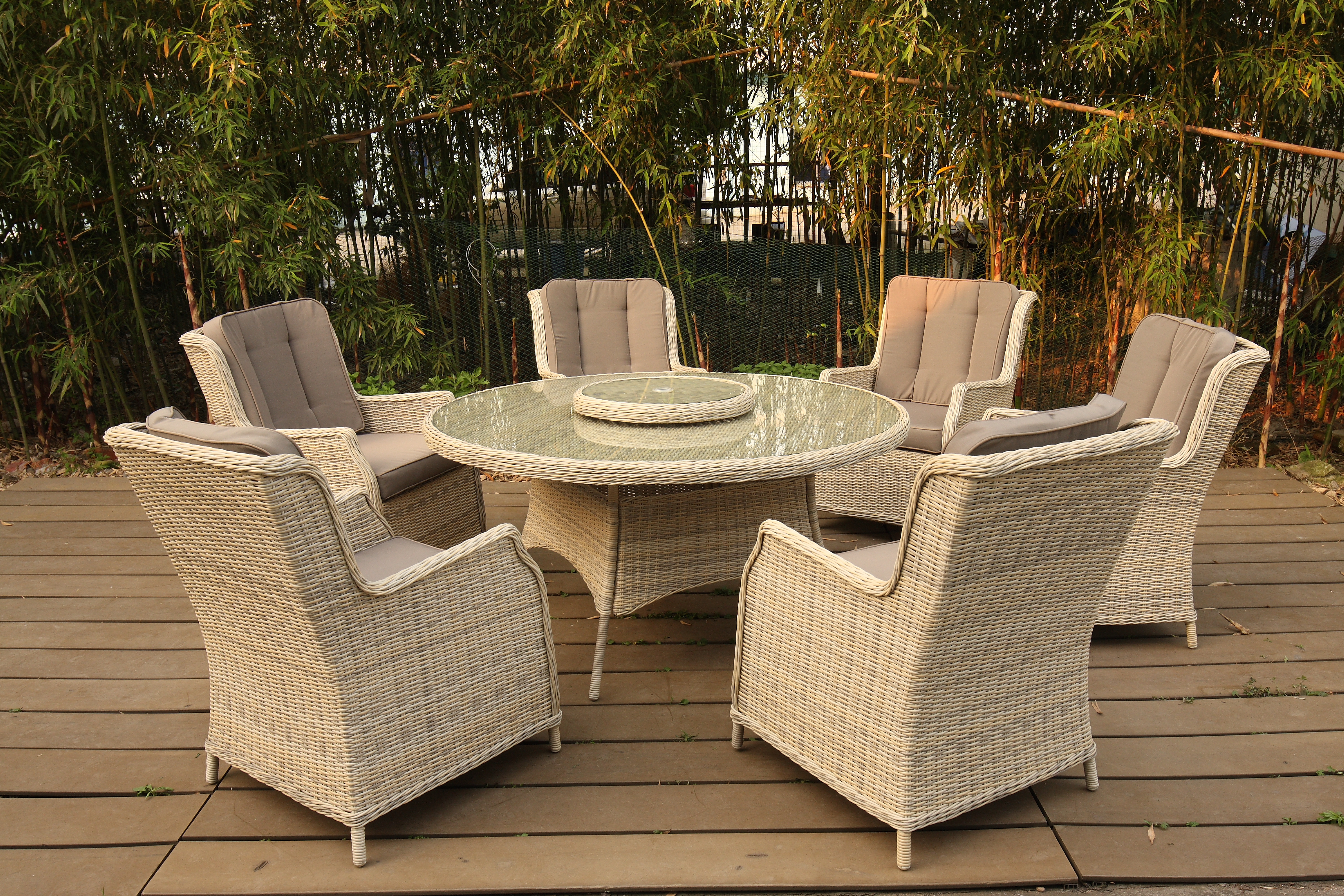 6 SEAT RND DINING SET WITH LAZY SUSAN