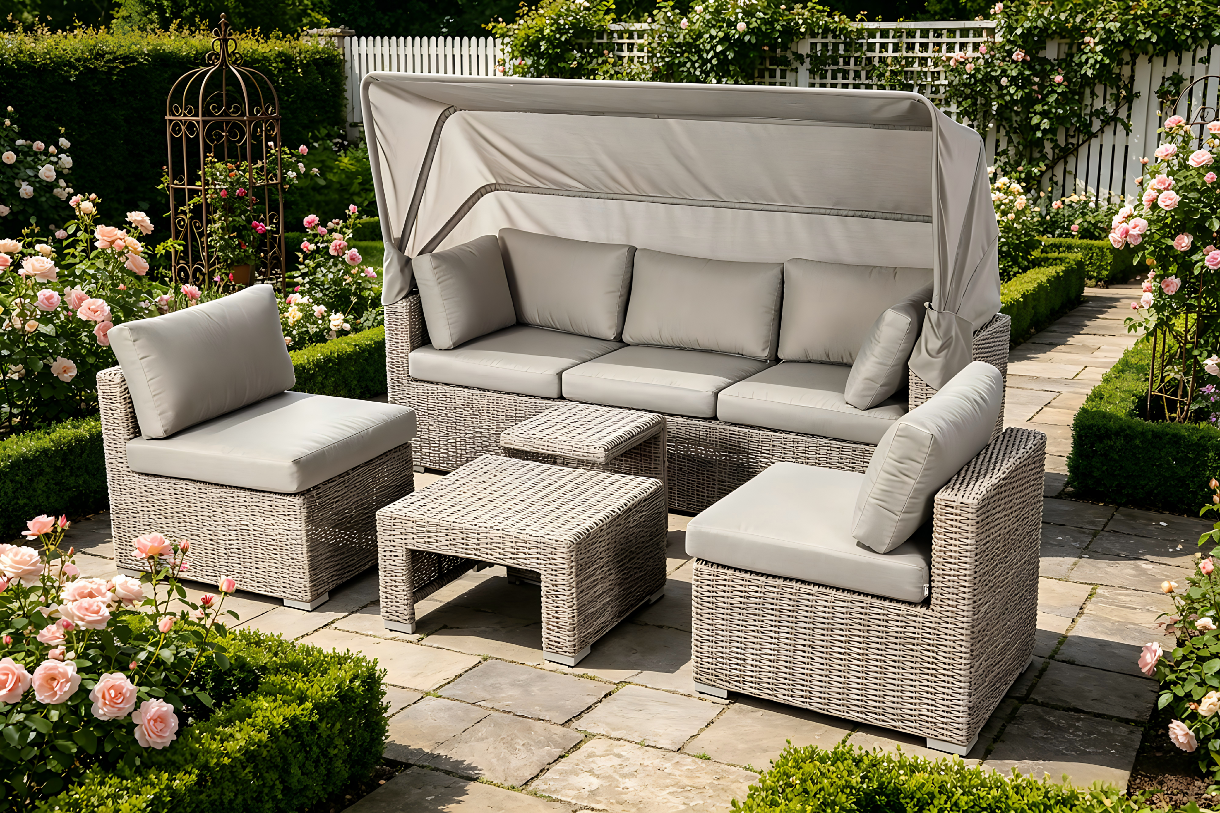 5pc Sofa Set with Sunshade