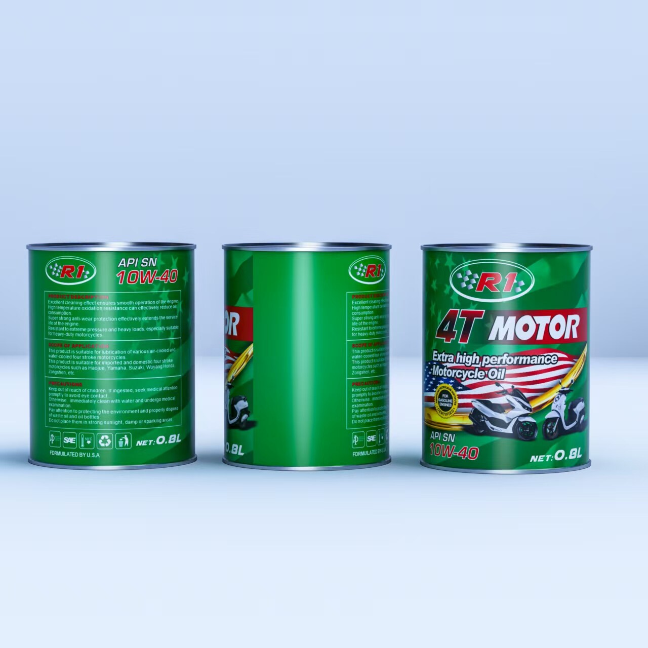 R1 4T MOTOR - Extra High Performance 10W-40 API SN Motorcycle Oil (0.8L, Tin Can)US$1.3/pc