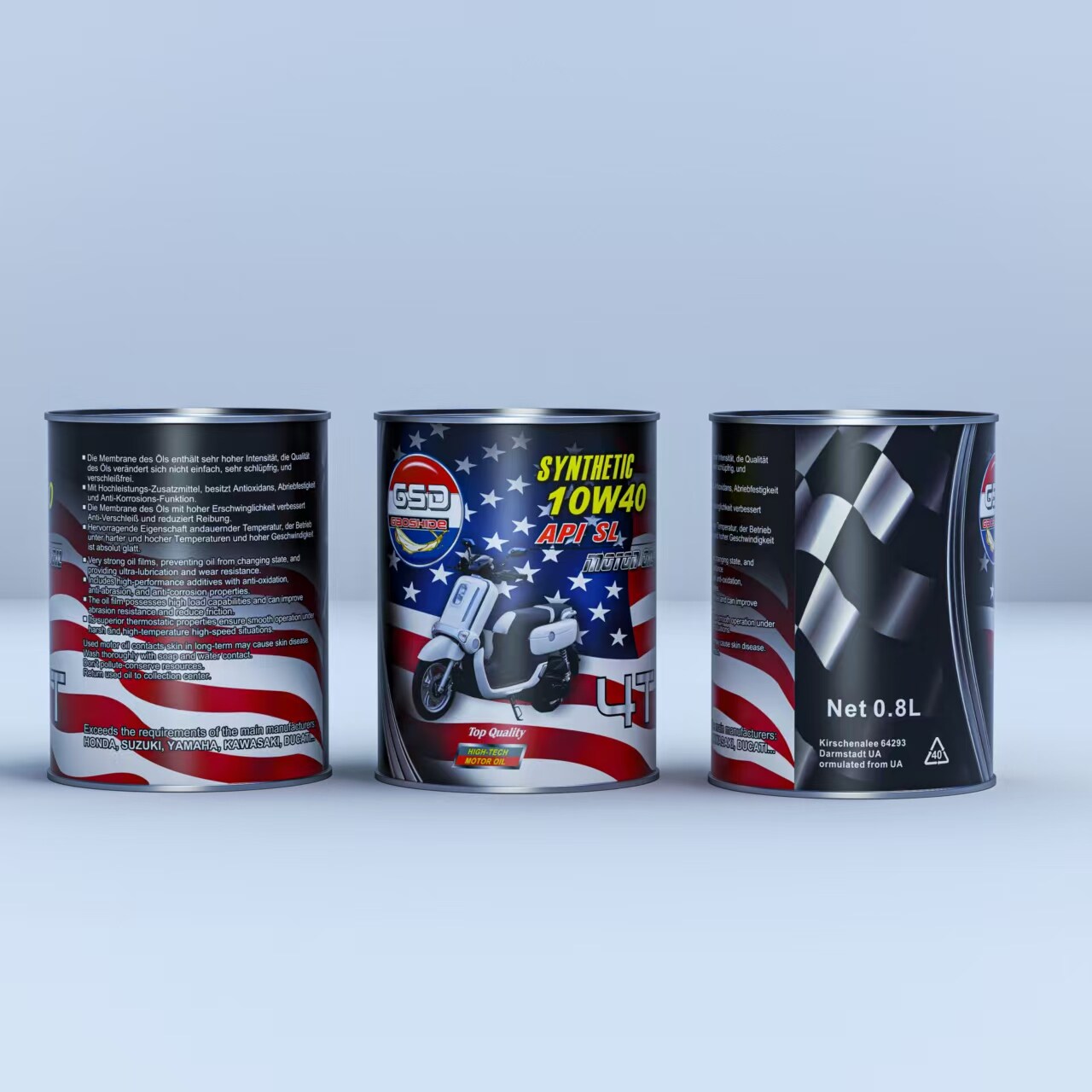 GSD GAOSHIDE Synthetic 10W40 API SL 4T Motor Oil (0.8L Tin Can)  US$1.11/pc