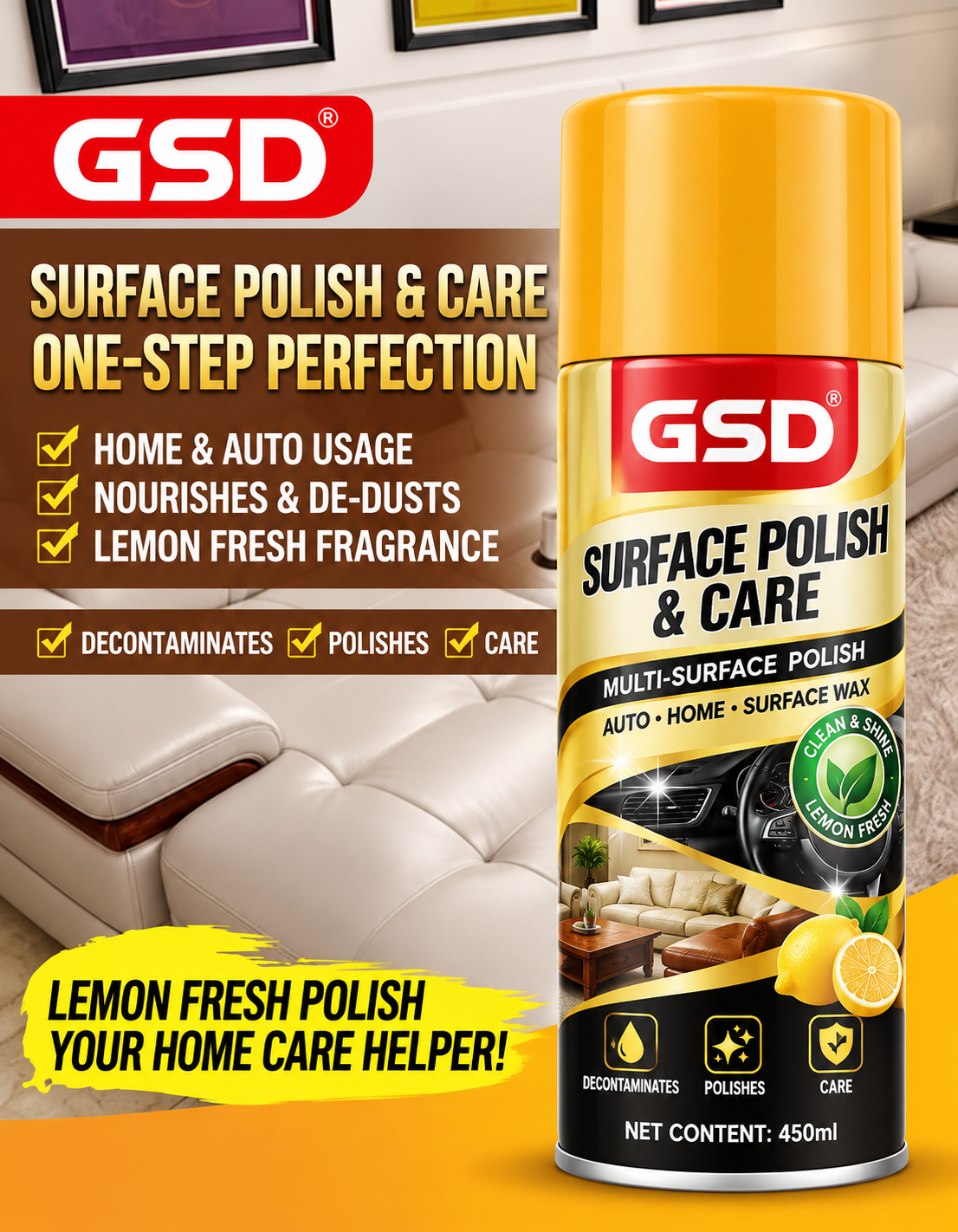 PENTUME 103 Bledge 450ml Multi-Surface Polish Spray with Lemon Fragrance US$0.56/pc