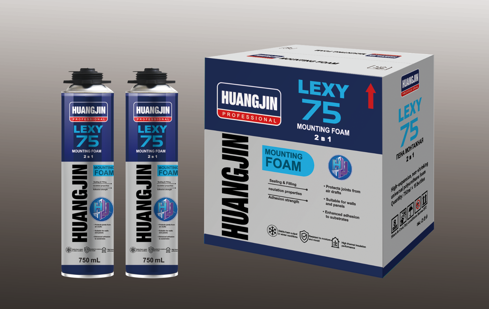 HUANGJIN LEXY 75 Professional Mounting Foam 750mL 2B1 US$0.66-0.88/pc