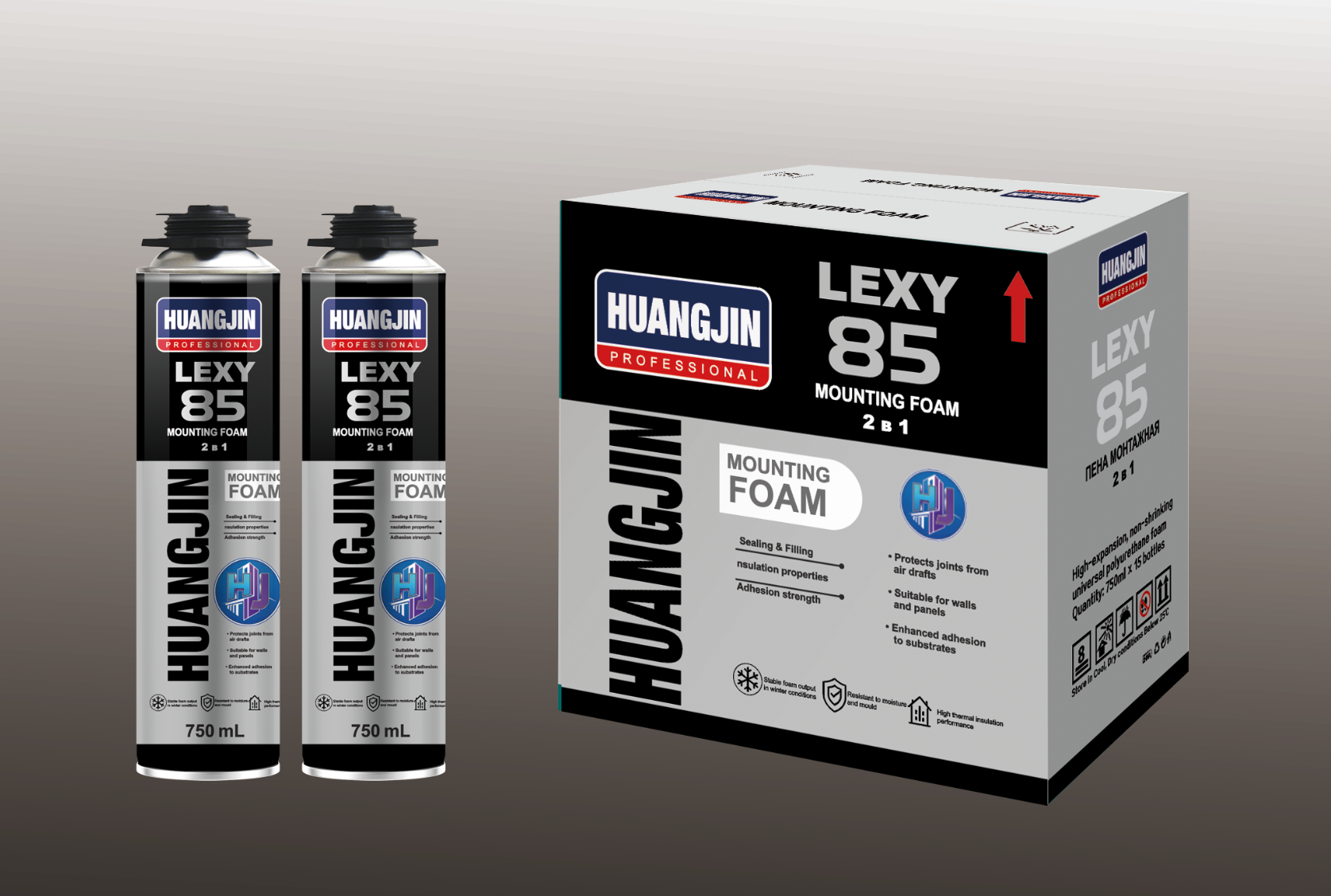HUANGJIN LEXY 85 Professional 2-in-1 Polyurethane Mounting Foam 750 mL US$0.66-0.87/pc