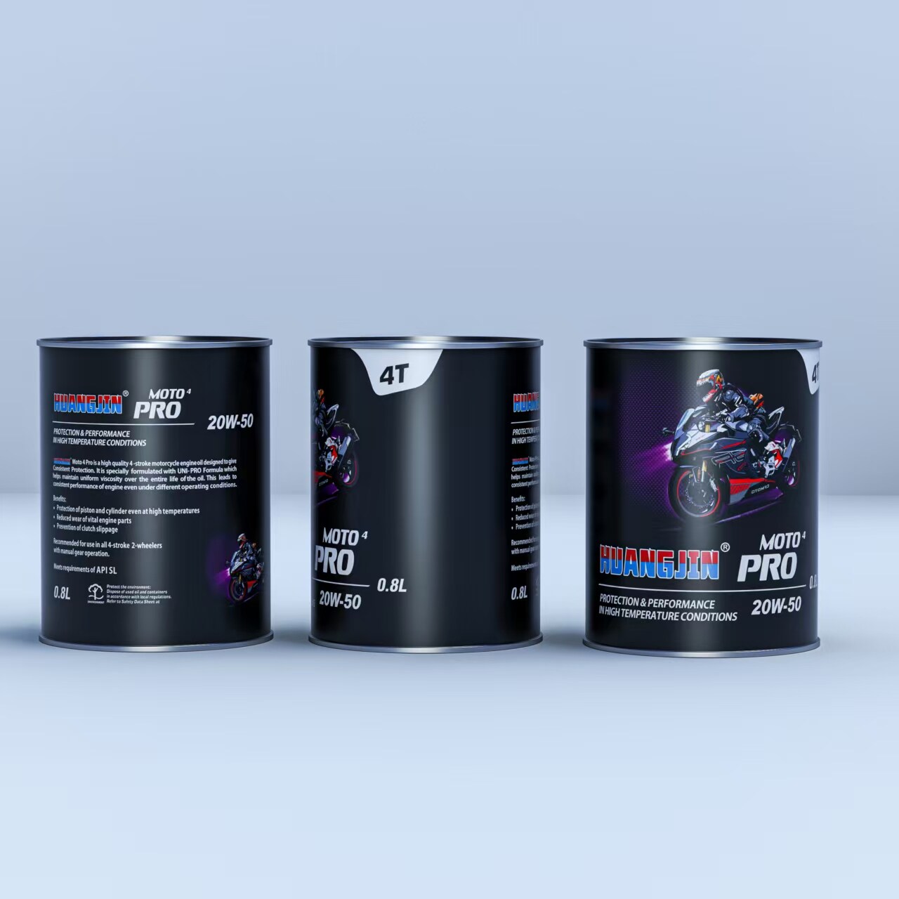 HUANGJIN® MOTO4 PRO 20W-50 API SL 4T Motorcycle Engine Oil (0.8L Tin Can)  US$1.66/pc