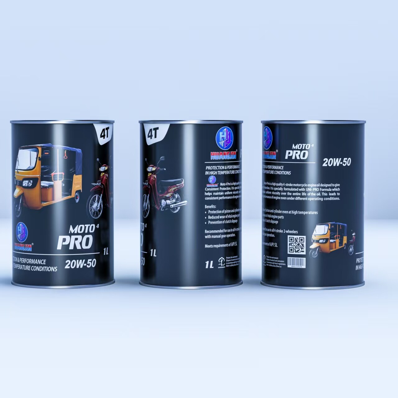 HUANGJIN® MOTO4 PRO 20W-50 API SL 4T Engine Oil (1L Tin Can)  US$1.29/pc