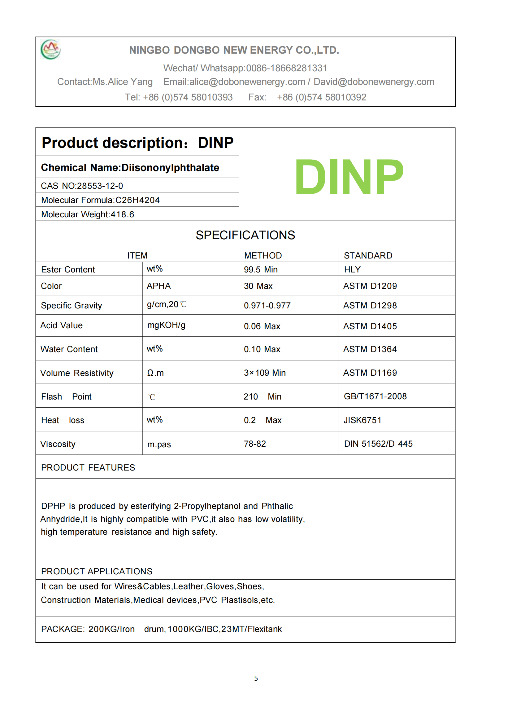 DINP (Diisononyl Phthalate) - Image 6