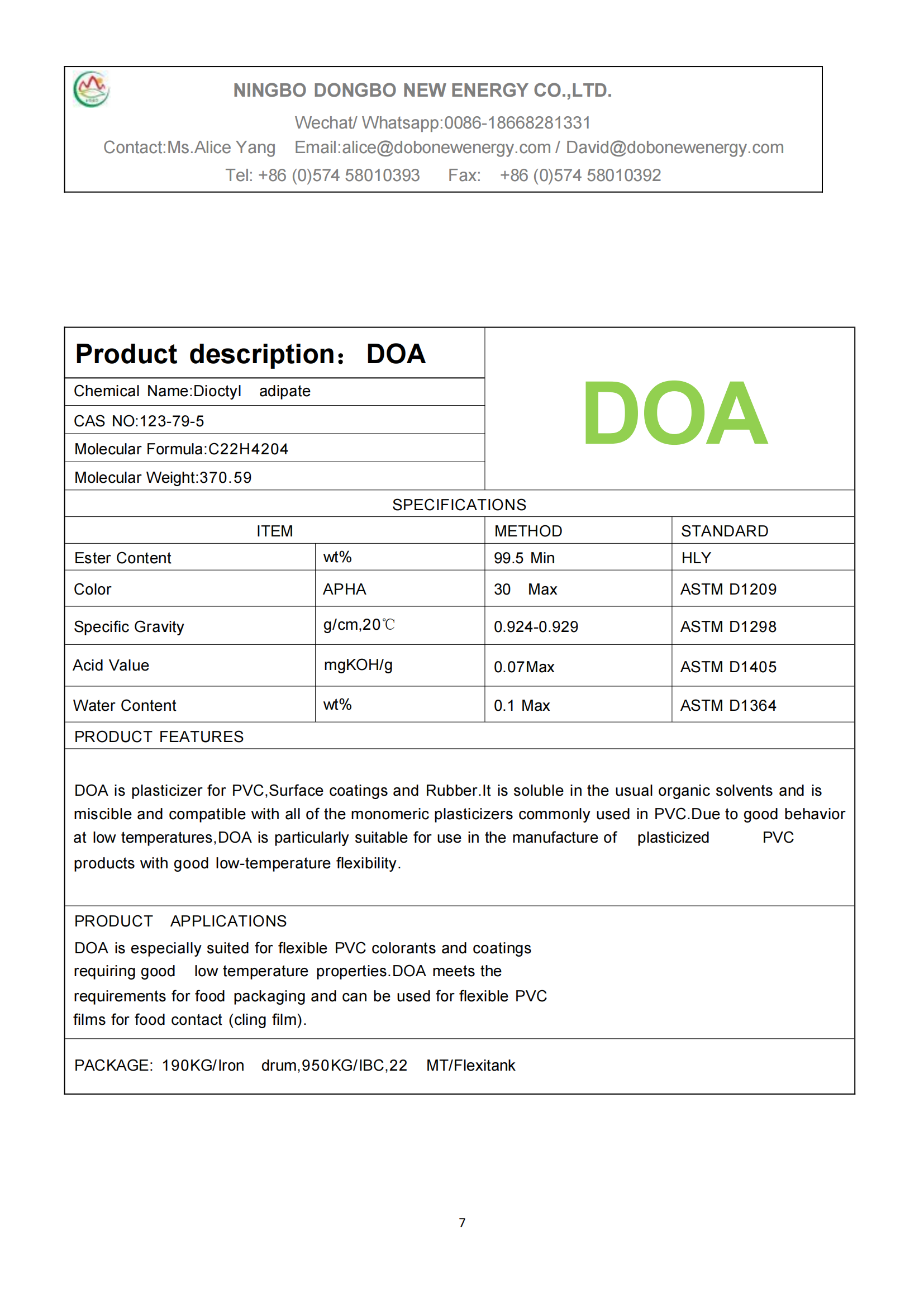 DOA (Dioctyl Adipate) - Image 8